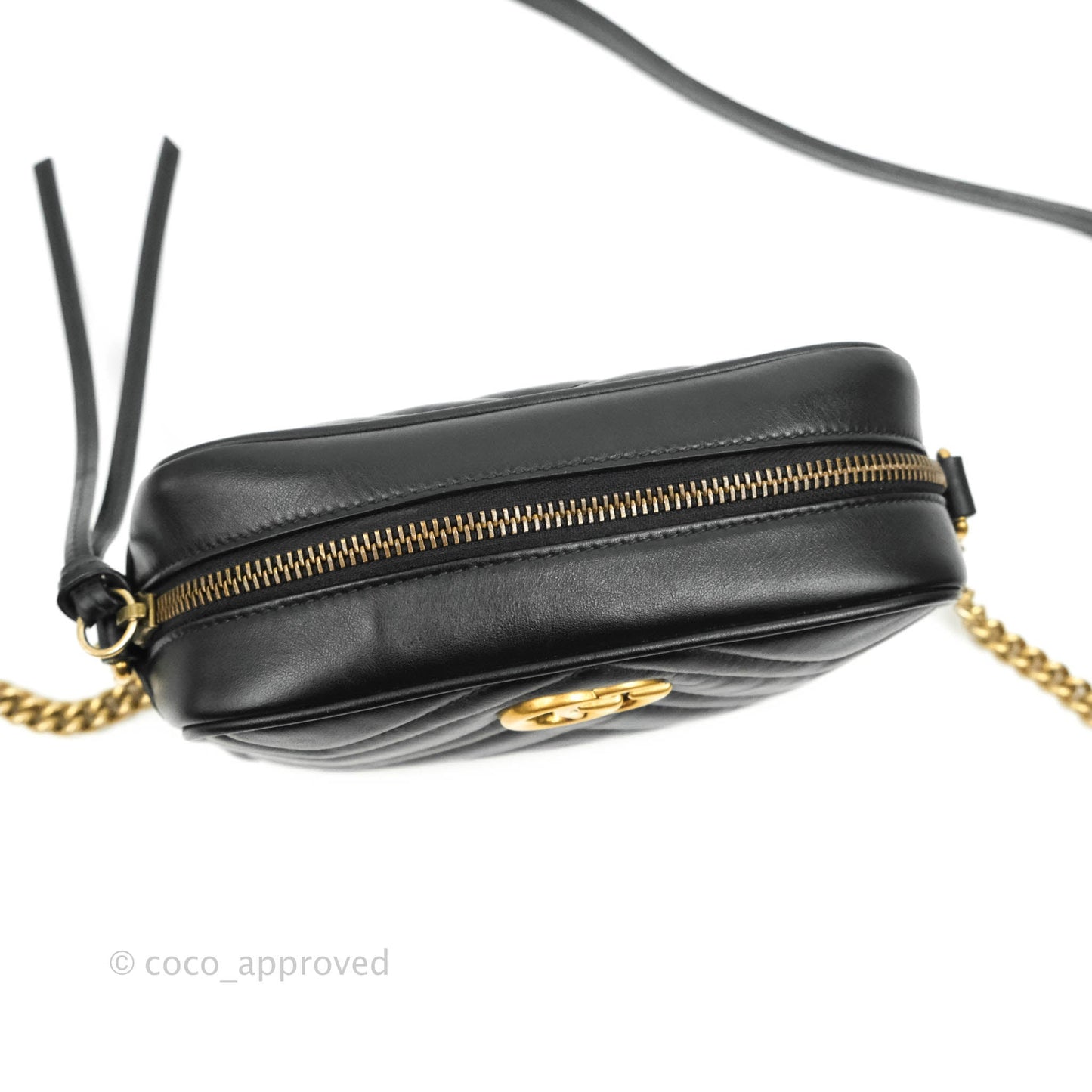 Gucci Mini Matelasse GG Marmont Camera Bag Black Calfskin Gold Hardware