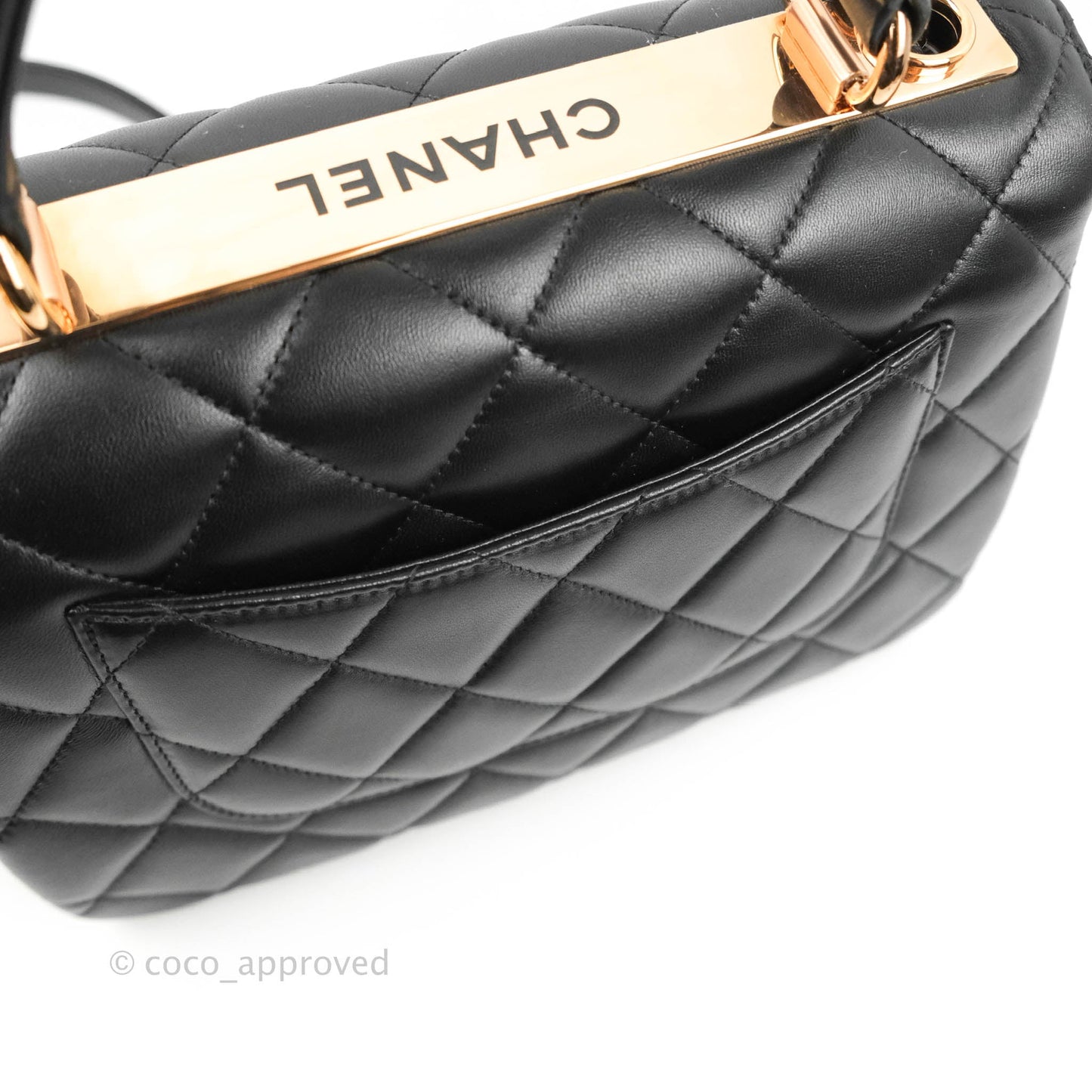 Chanel Small Trendy CC Black Lambskin Rose Gold Hardware 22C