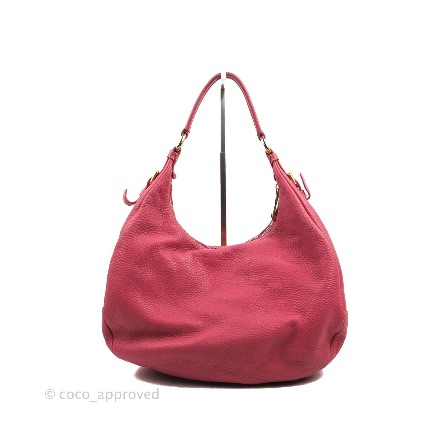 Prada Vitello Daino Hobo Bag Dark Pink