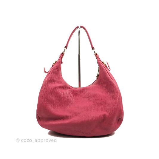 Prada Vitello Daino Hobo Bag Dark Pink