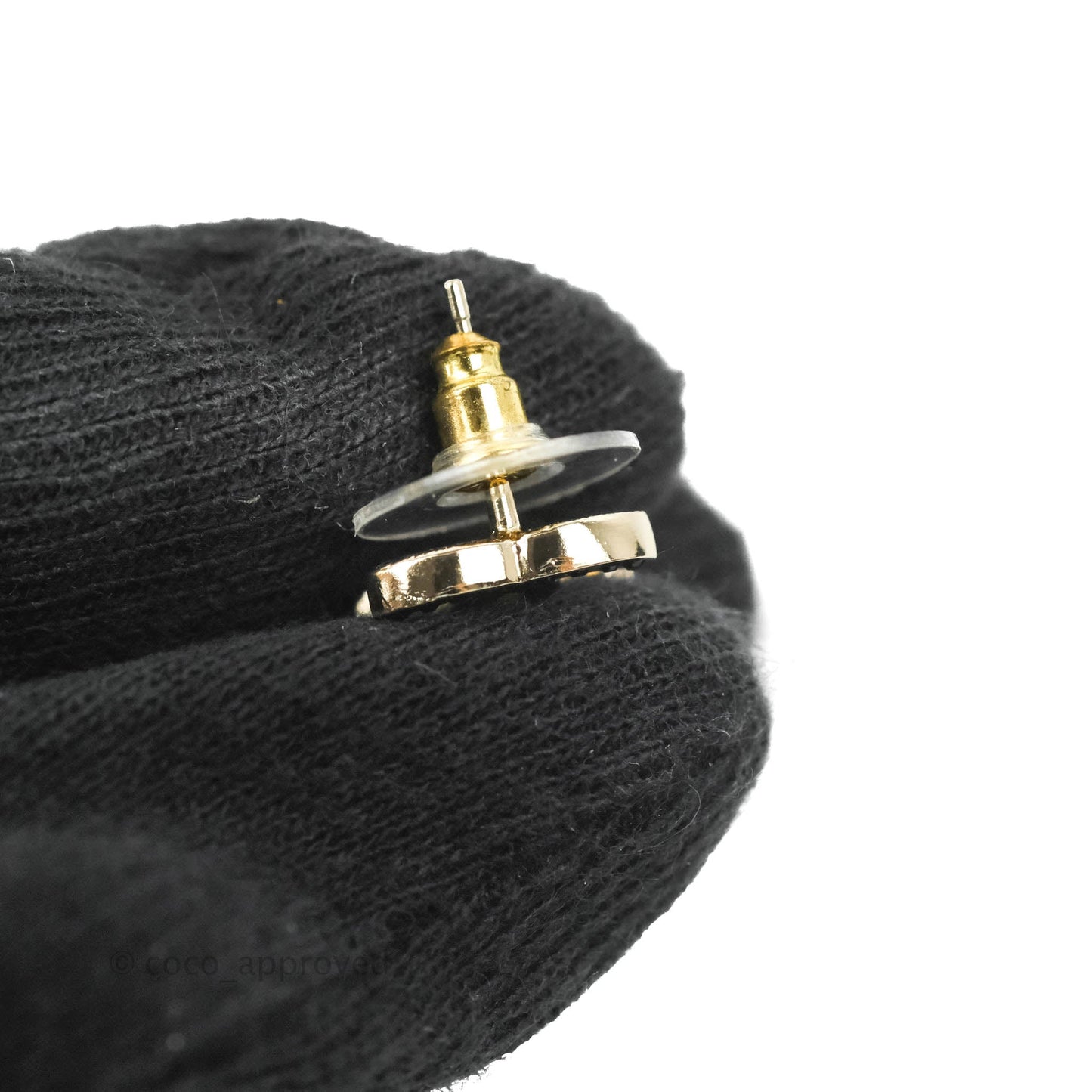 Chanel CC Black Resin Drop Earrings Gold Tone 21K