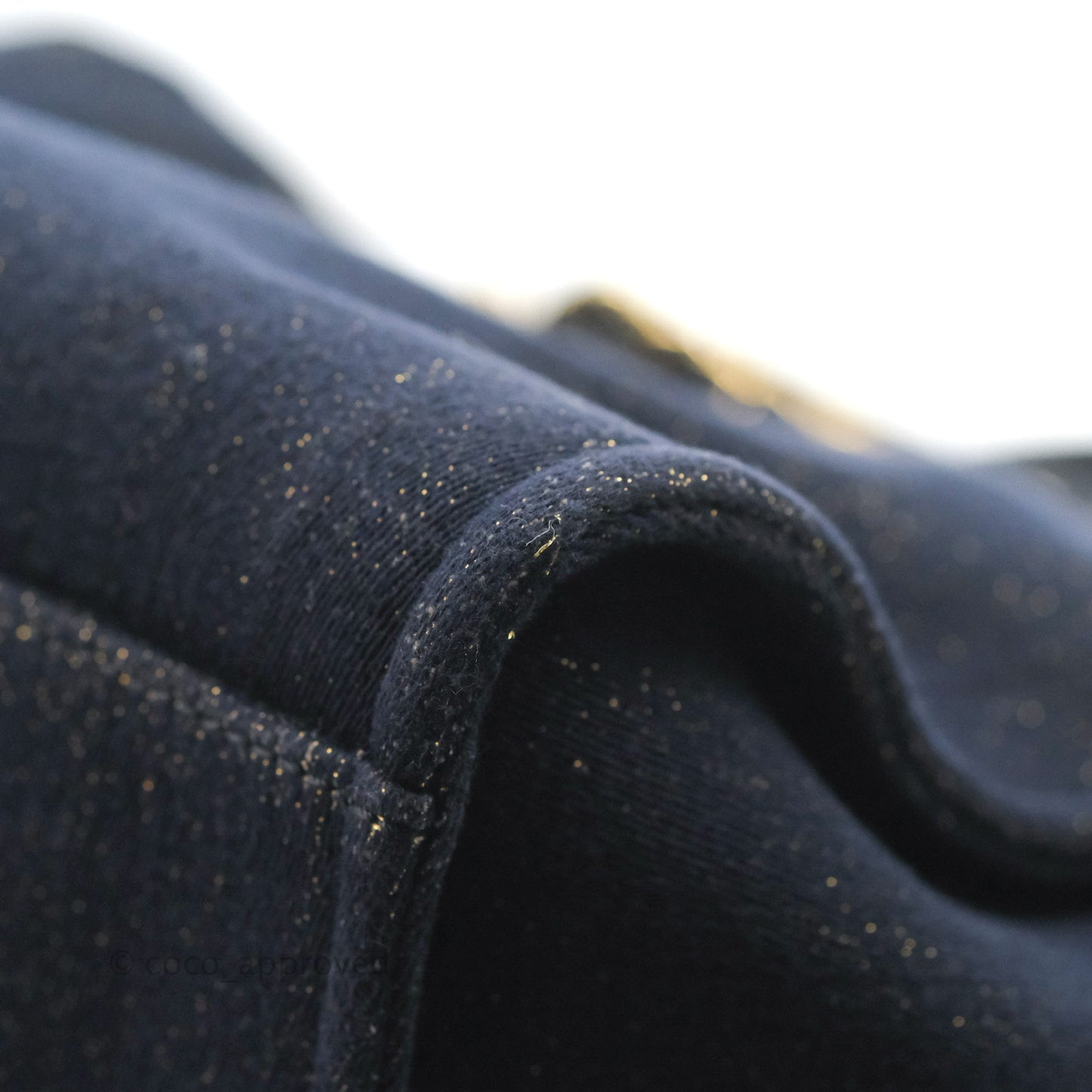 Chanel Canvas Large Deauville Tote Navy Glittery Gold Logo 19B