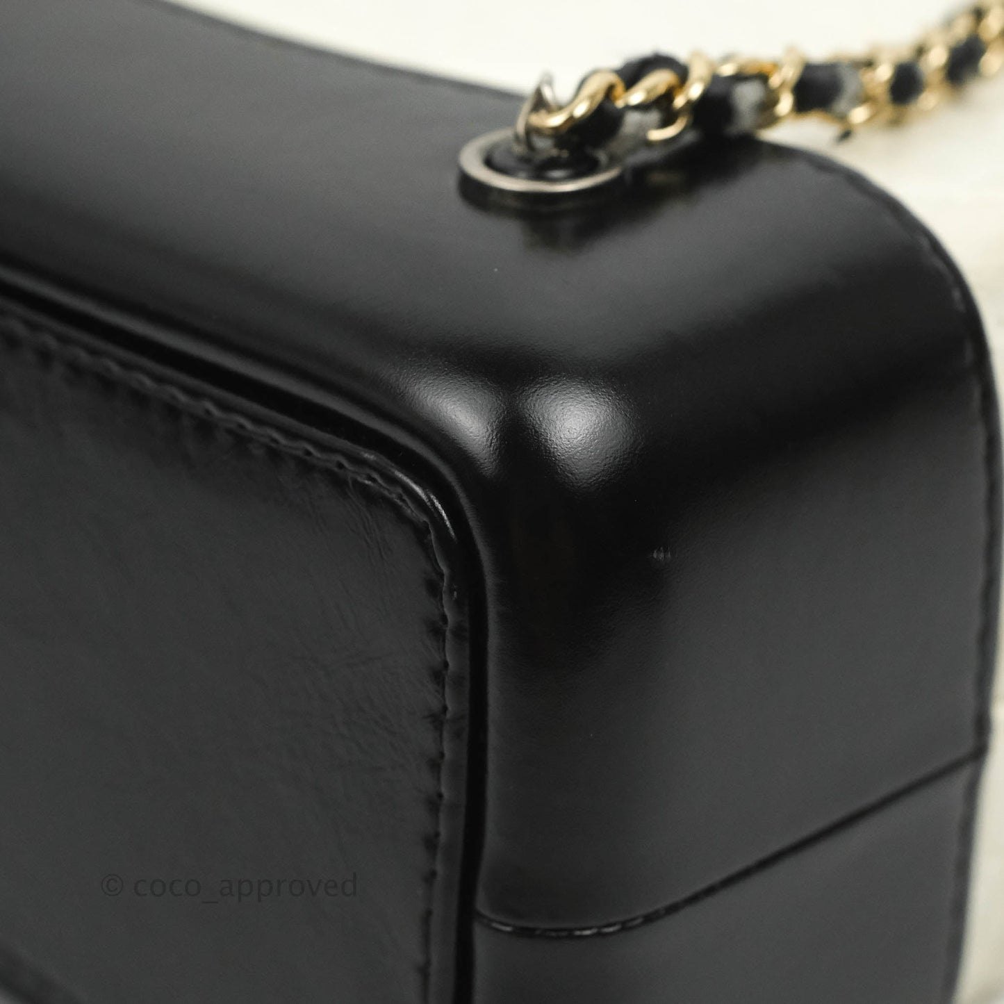 Chanel Small Gabrielle Backpack White Black Aged Calfskin