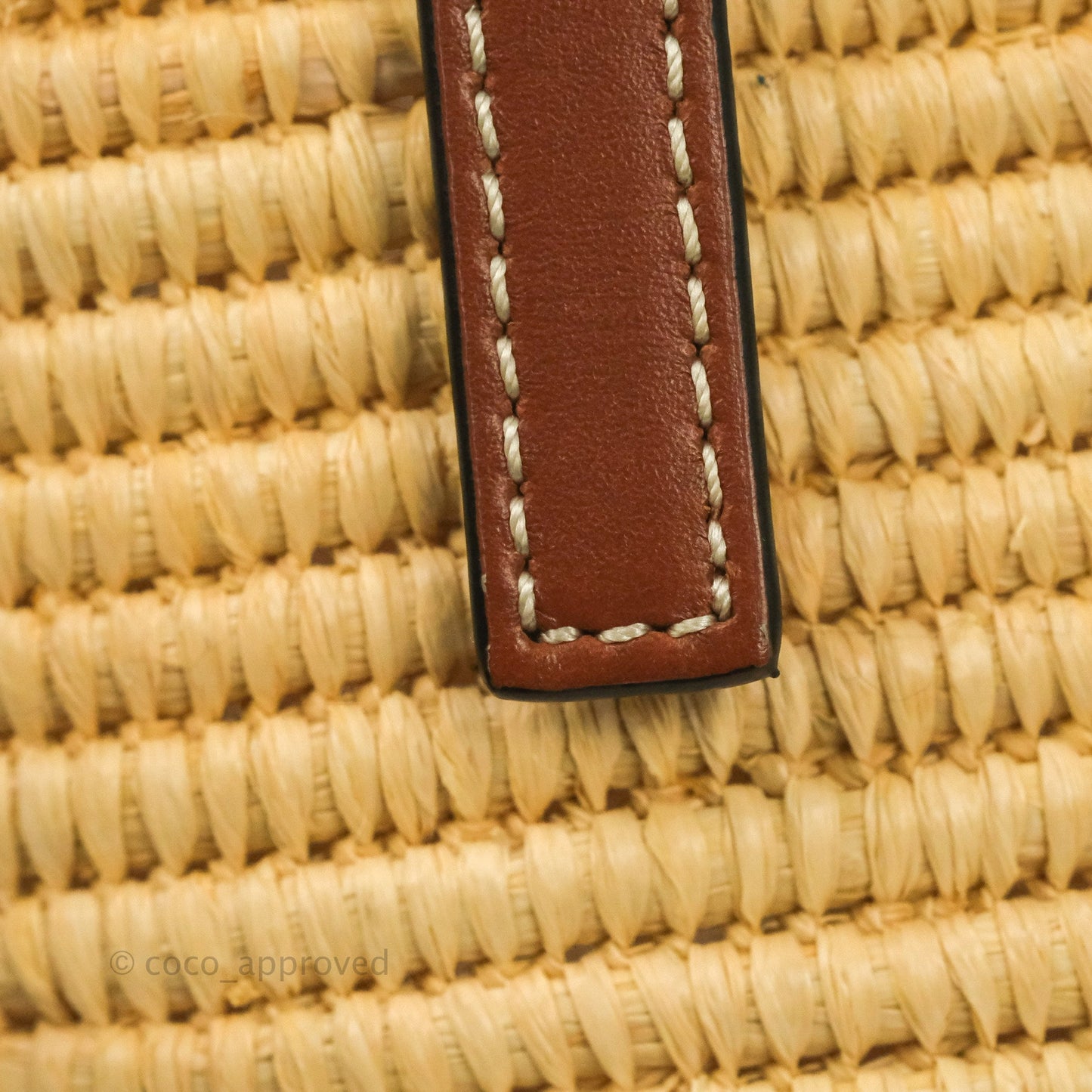 Loewe Small Square Basket Bag Raffia Calfskin Natural/Pecan