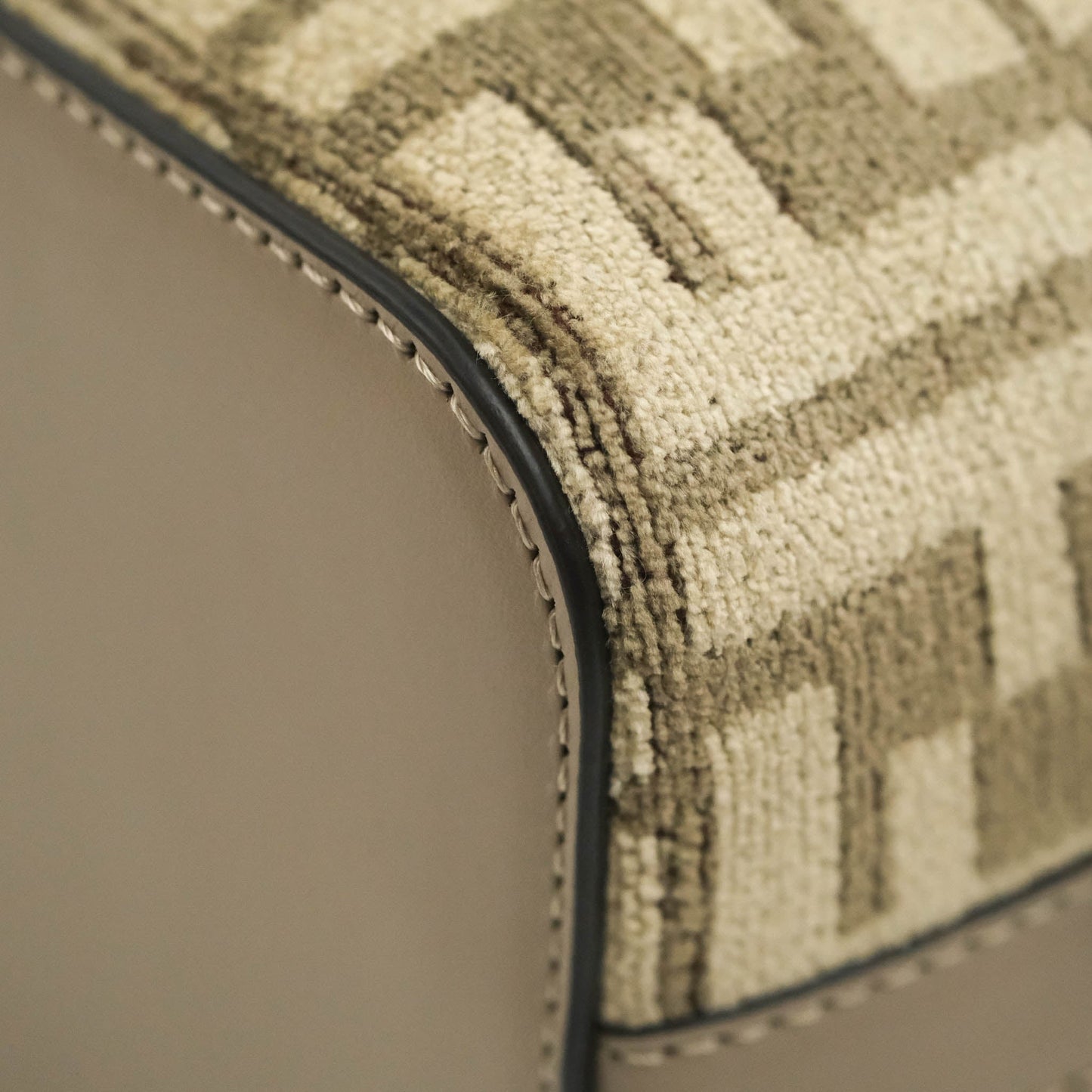 Fendi Mini Mon Tresor Bucket Bag Dove Grey Tapestry Fabric