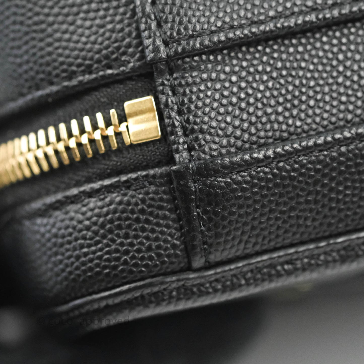Chanel Quilted Small CC Filigree Vanity Case Black Caviar Gold Hardware