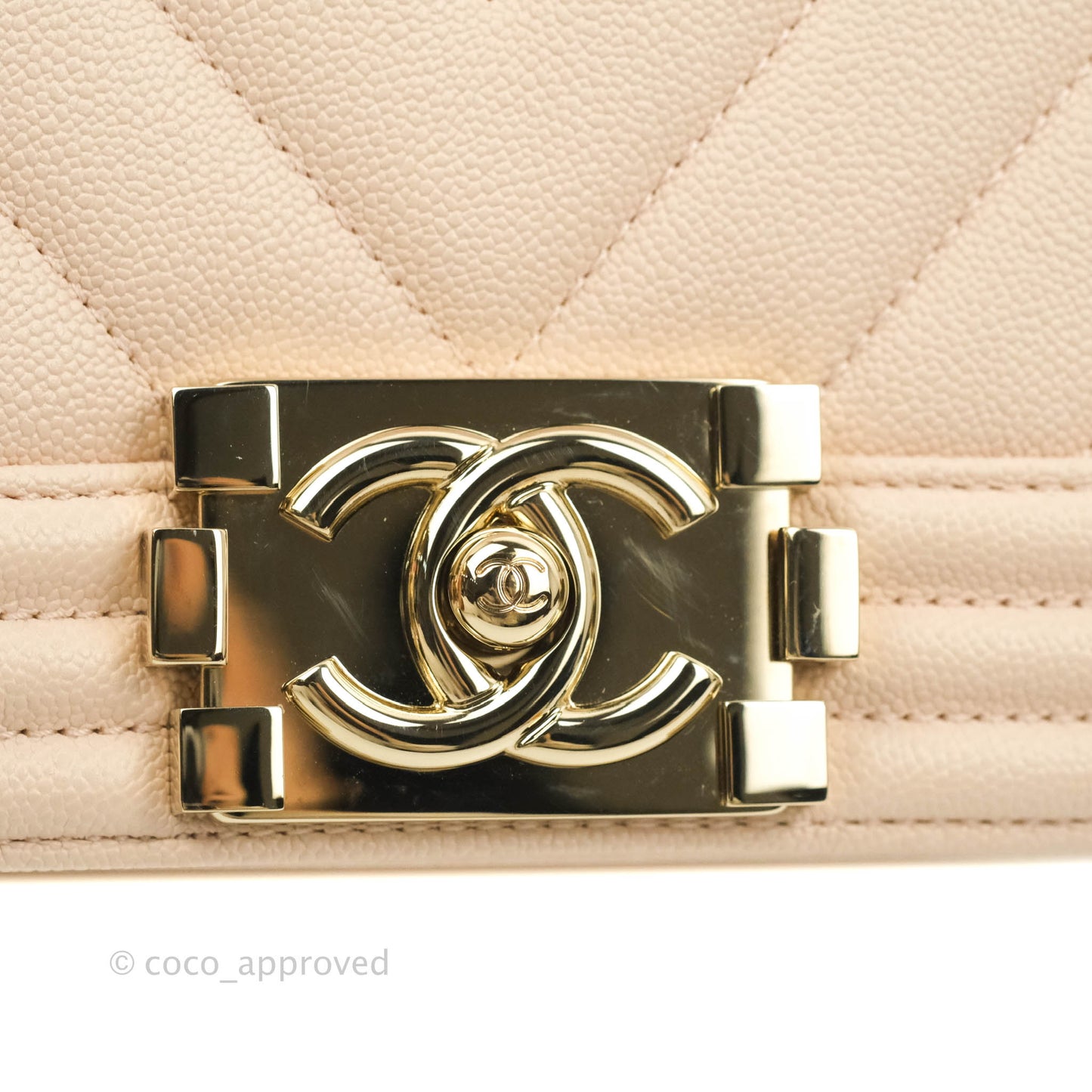 Chanel Small Boy Chevron Light Pink Caviar Gold Hardware