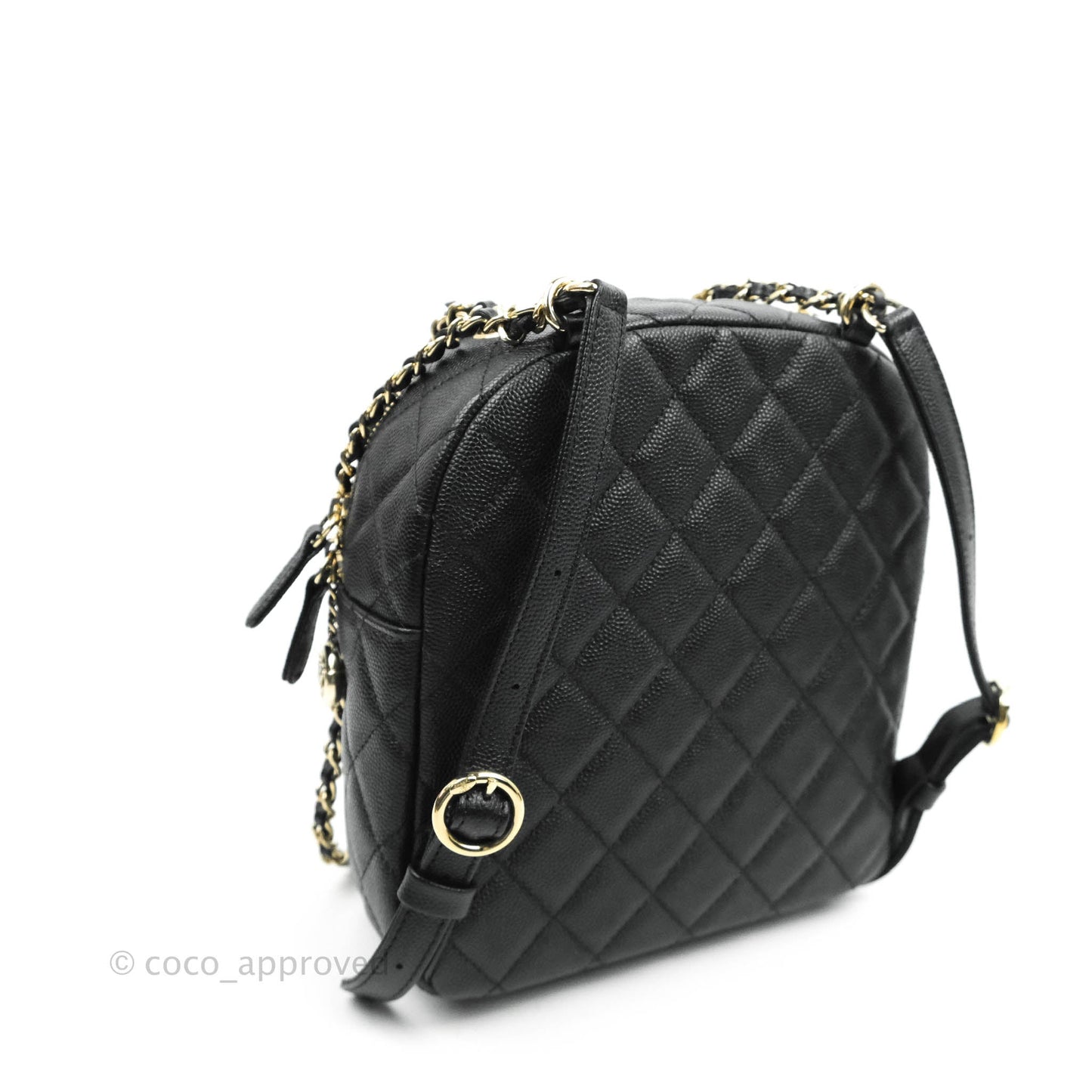 Chanel Quilted Small CC Day Backpack Black Caviar Gold Hardware