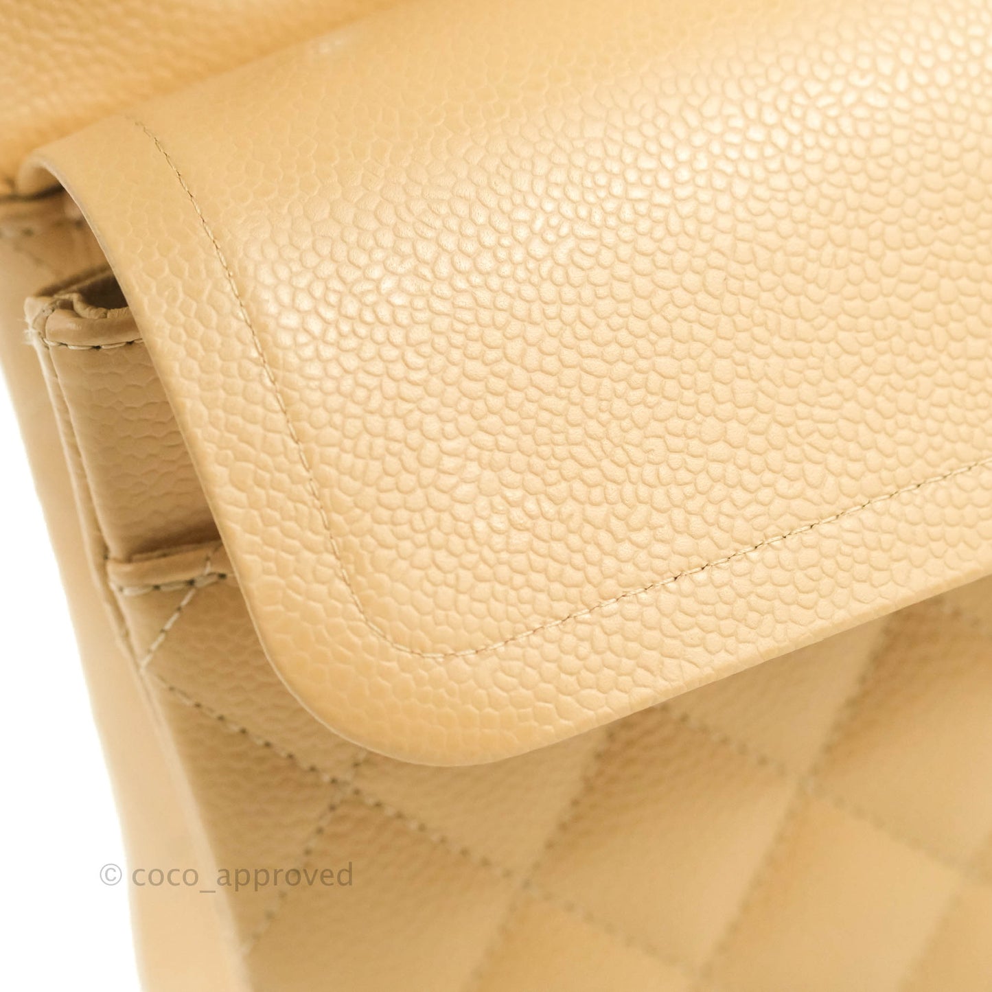 Chanel Classic M/L Medium Flap Quilted Beige Caviar Gold Hardware
