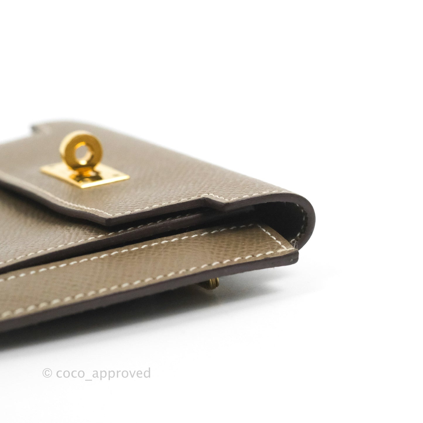 Hermès Kelly Pocket Compact Wallet Epsom Etoupe Gold Hardware