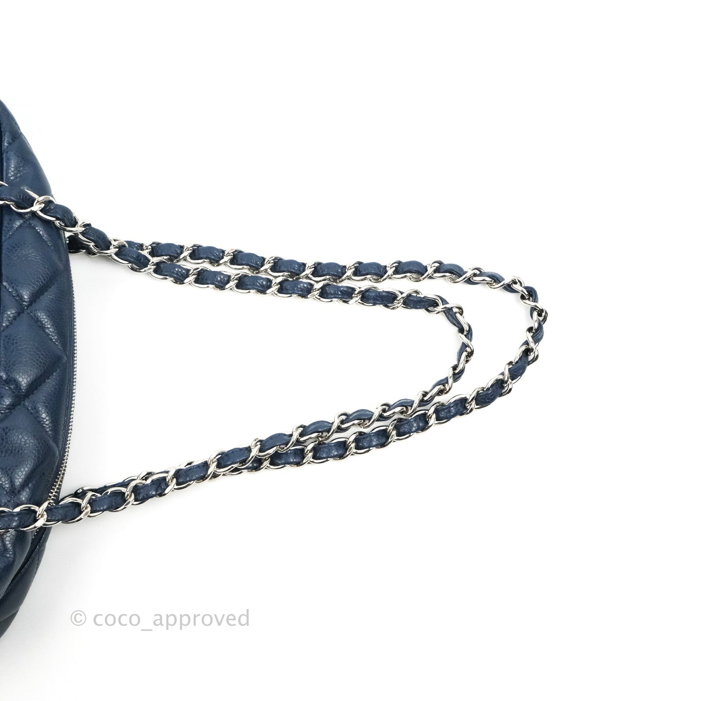 Chanel Quilted Large Classic Camera Bag Navy Caviar Silver Hardware