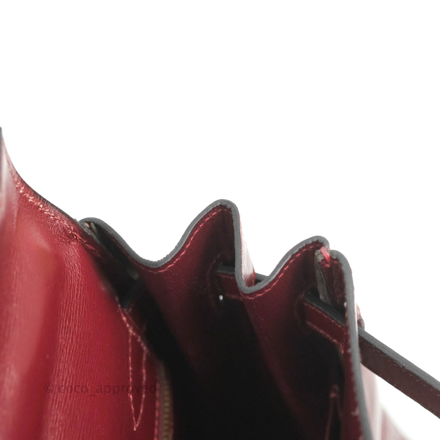 Hermès Vintage Kelly Retourne 32 Dark Red Gold Hardware