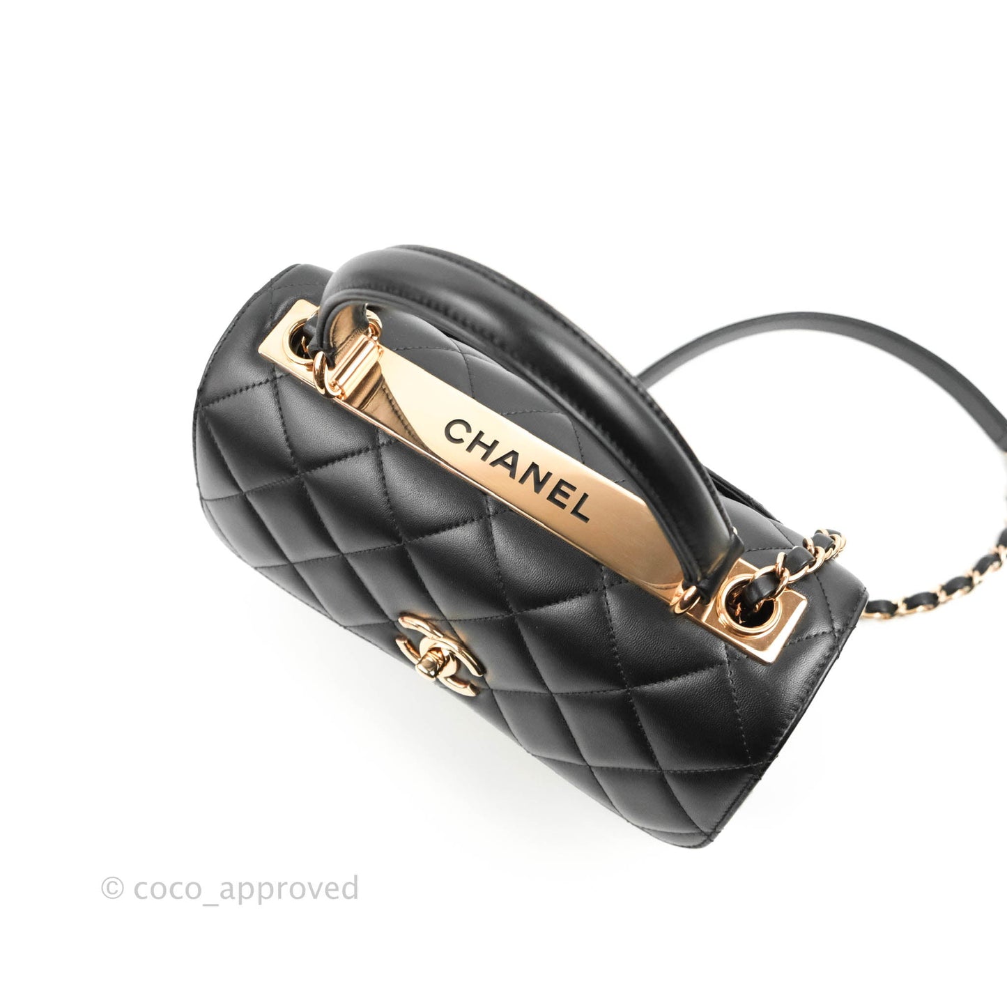Chanel Small Trendy CC Black Lambskin Rose Gold Hardware 22C