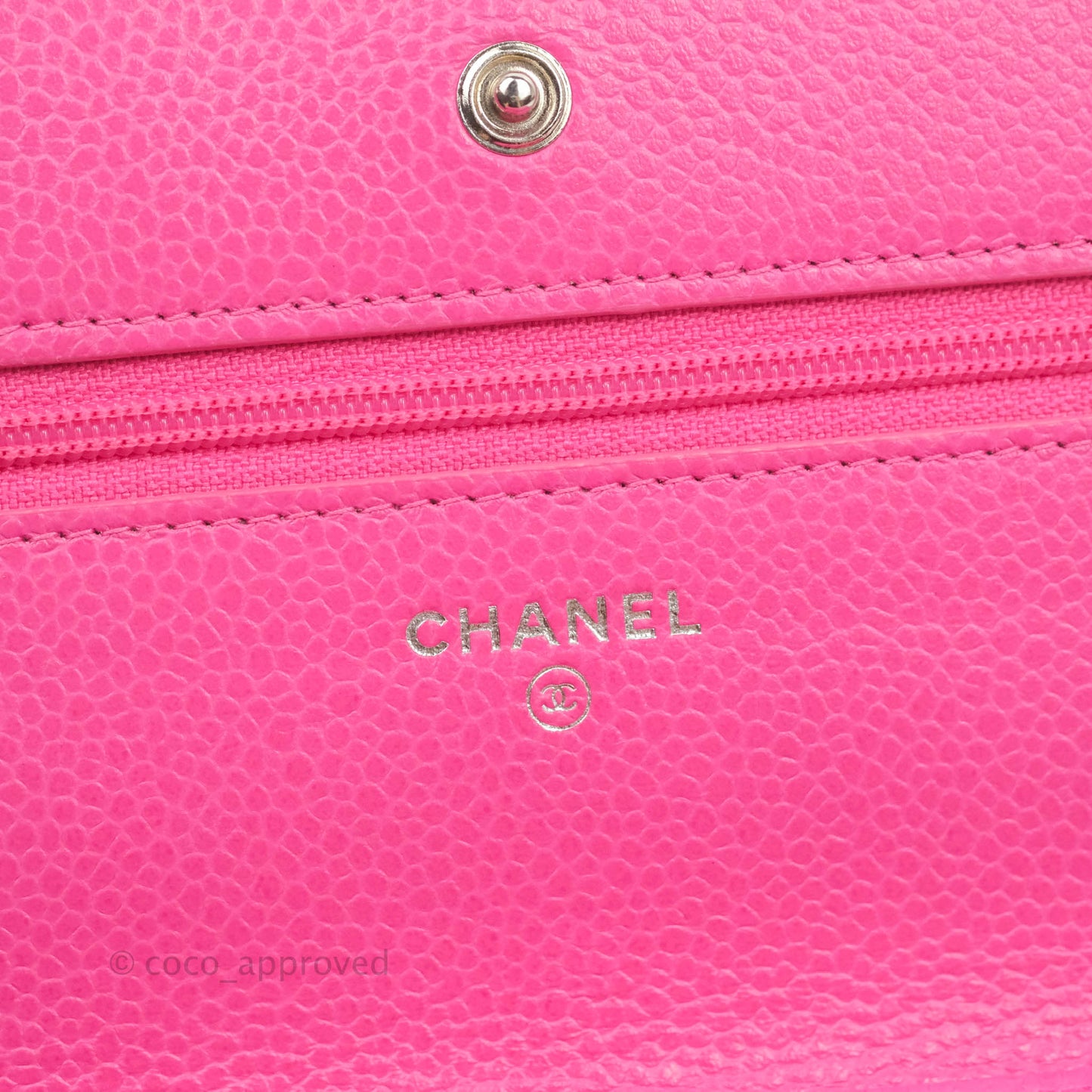 Chanel Quilted Wallet on Chain WOC Pink Caviar Silver Hardware