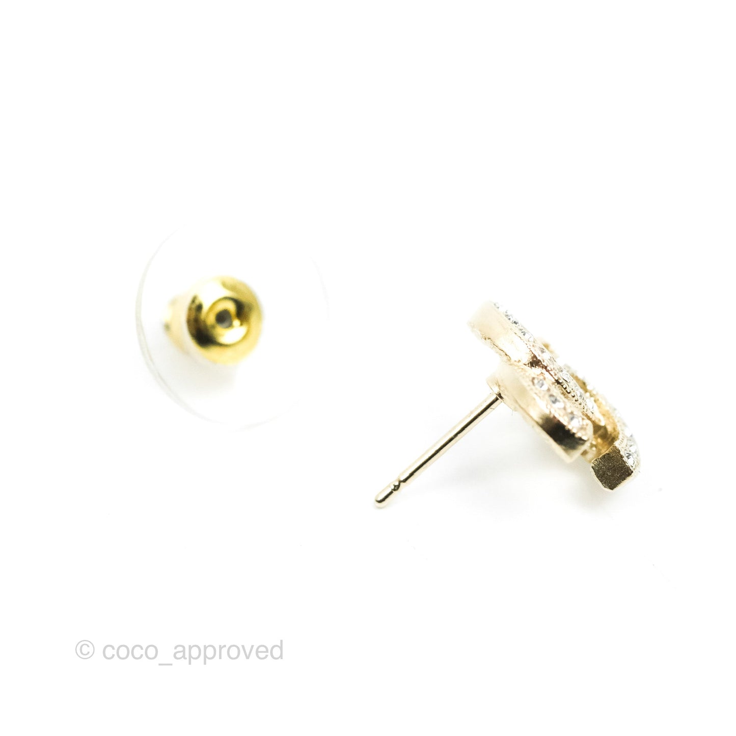 Chanel Small Crystal CC Earrings Gold Tone 22V