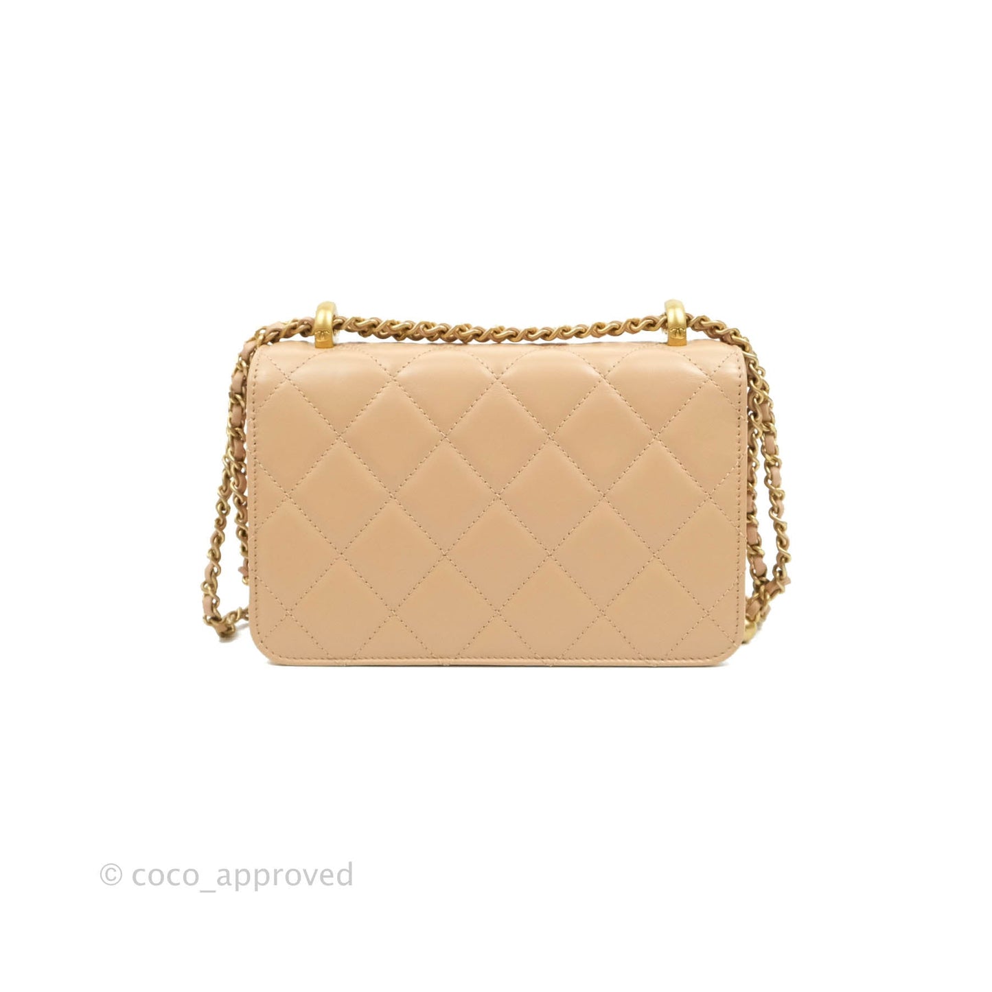 Chanel Quilted Mini Perfect Fit Adjustable Beige Calfskin Gold Hardware 21A