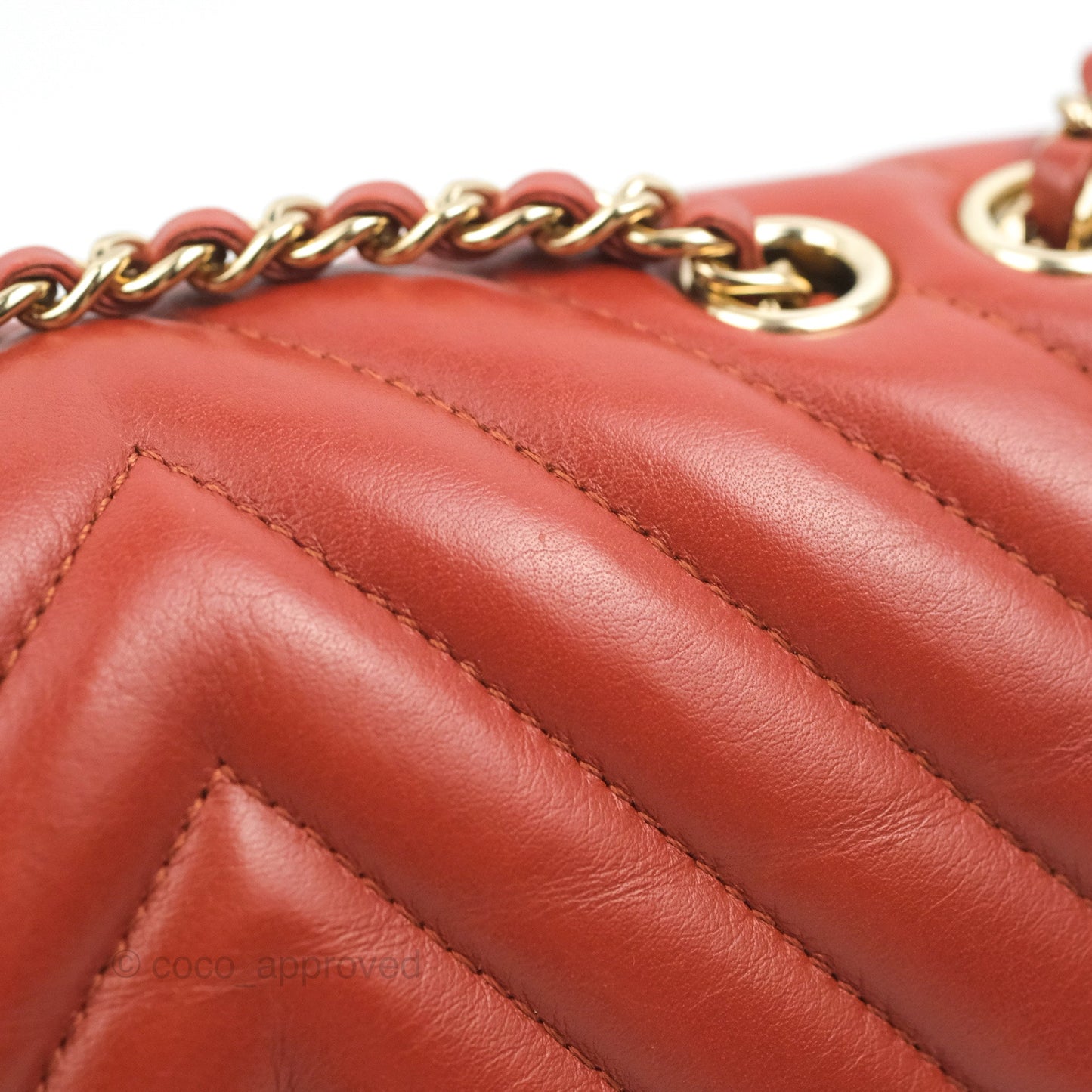 Chanel Small Statement Chevron Flap Bag Red Calfskin Gold Hardware