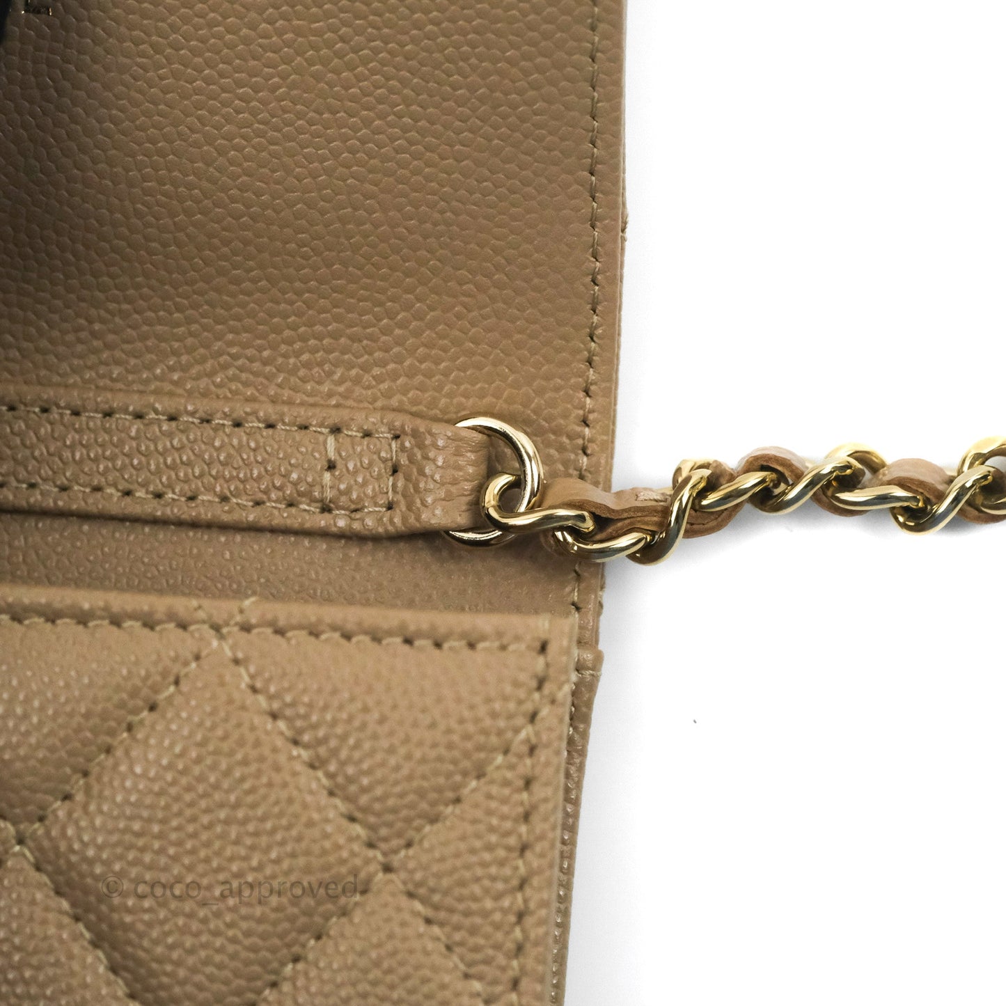 Chanel Mini Clutch With Chain Dark Beige Caviar Gold Hardware