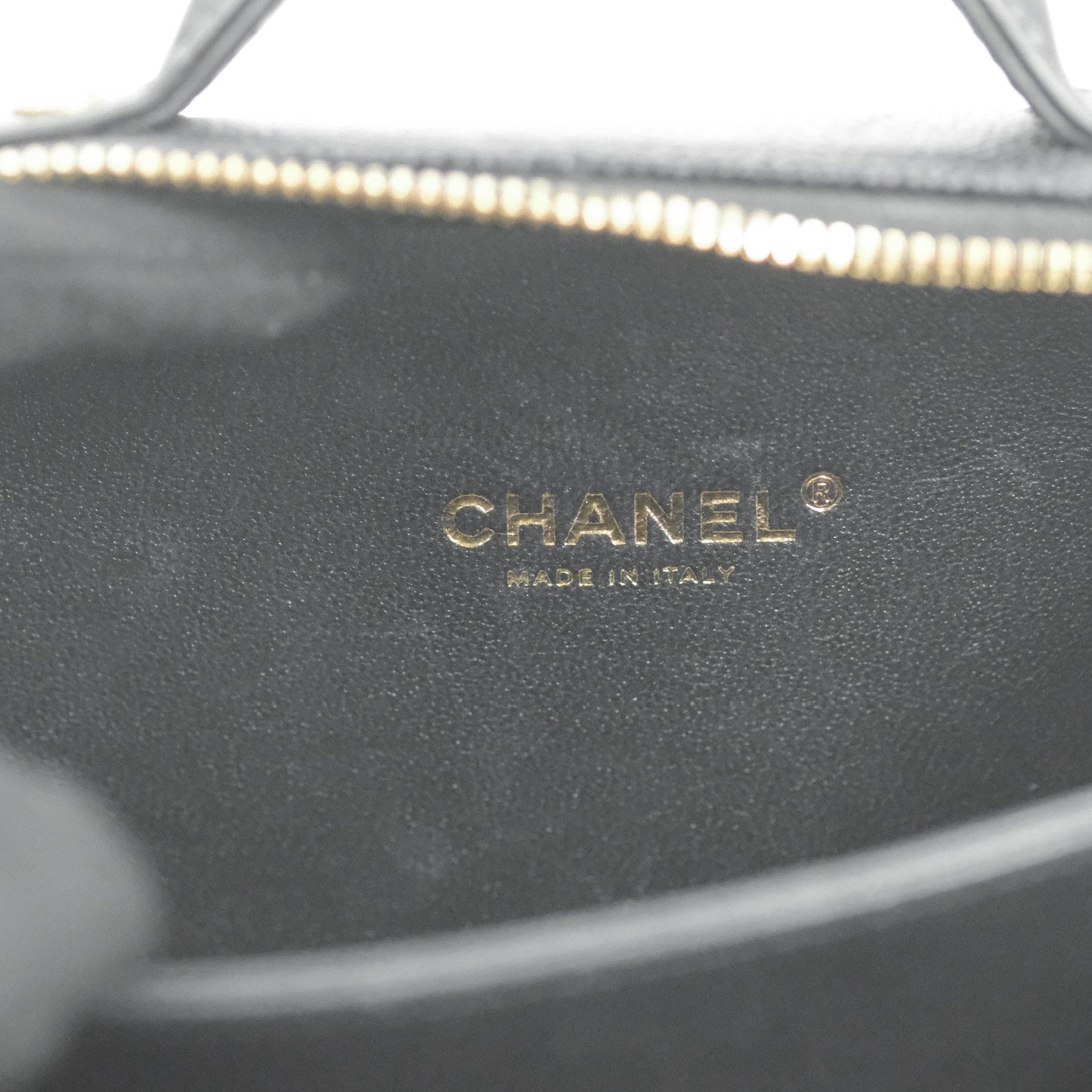 Chanel Quilted Small CC Filigree Vanity Case Black Caviar
