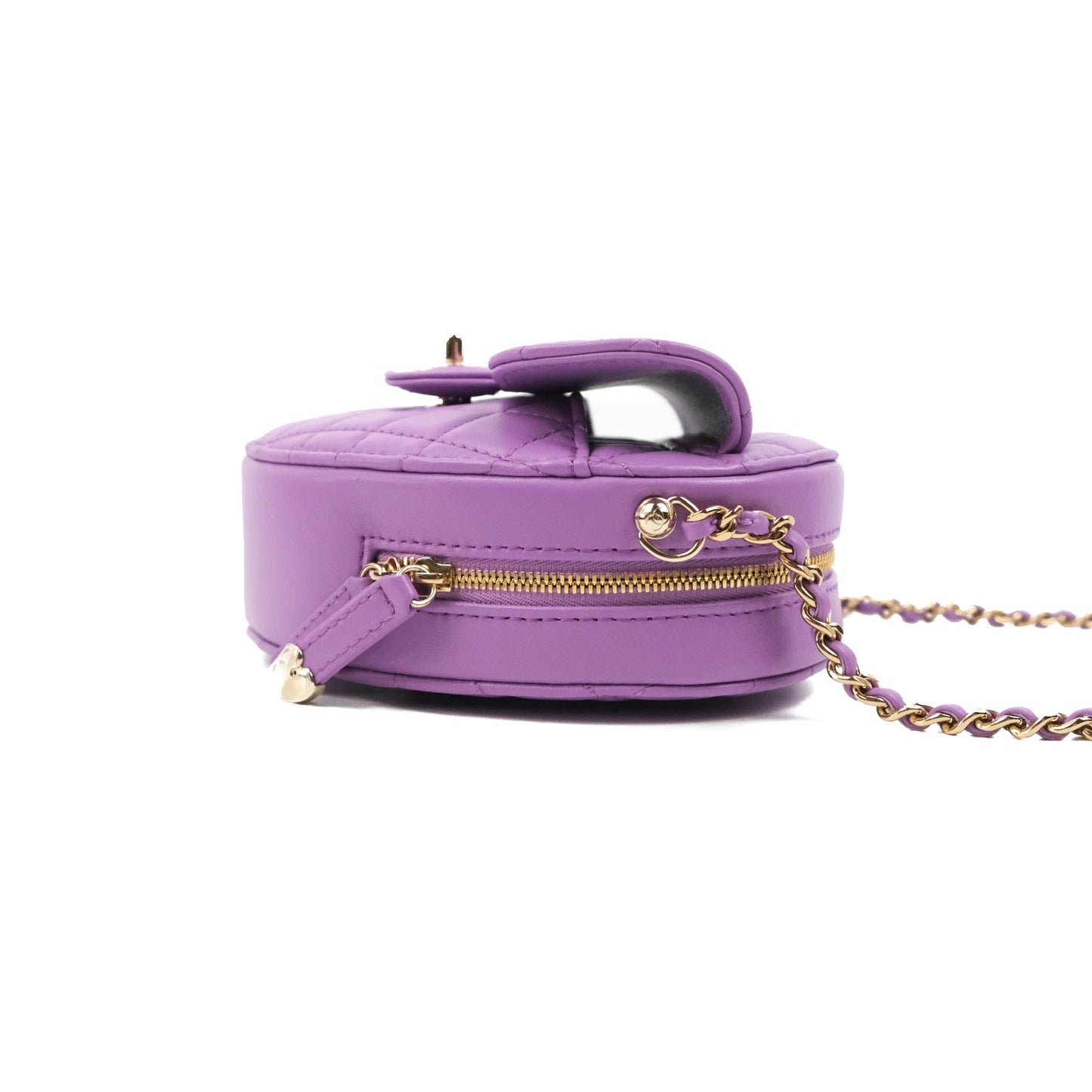 Chanel Large Heart Bag Purple Lambskin Gold Hardware 22S