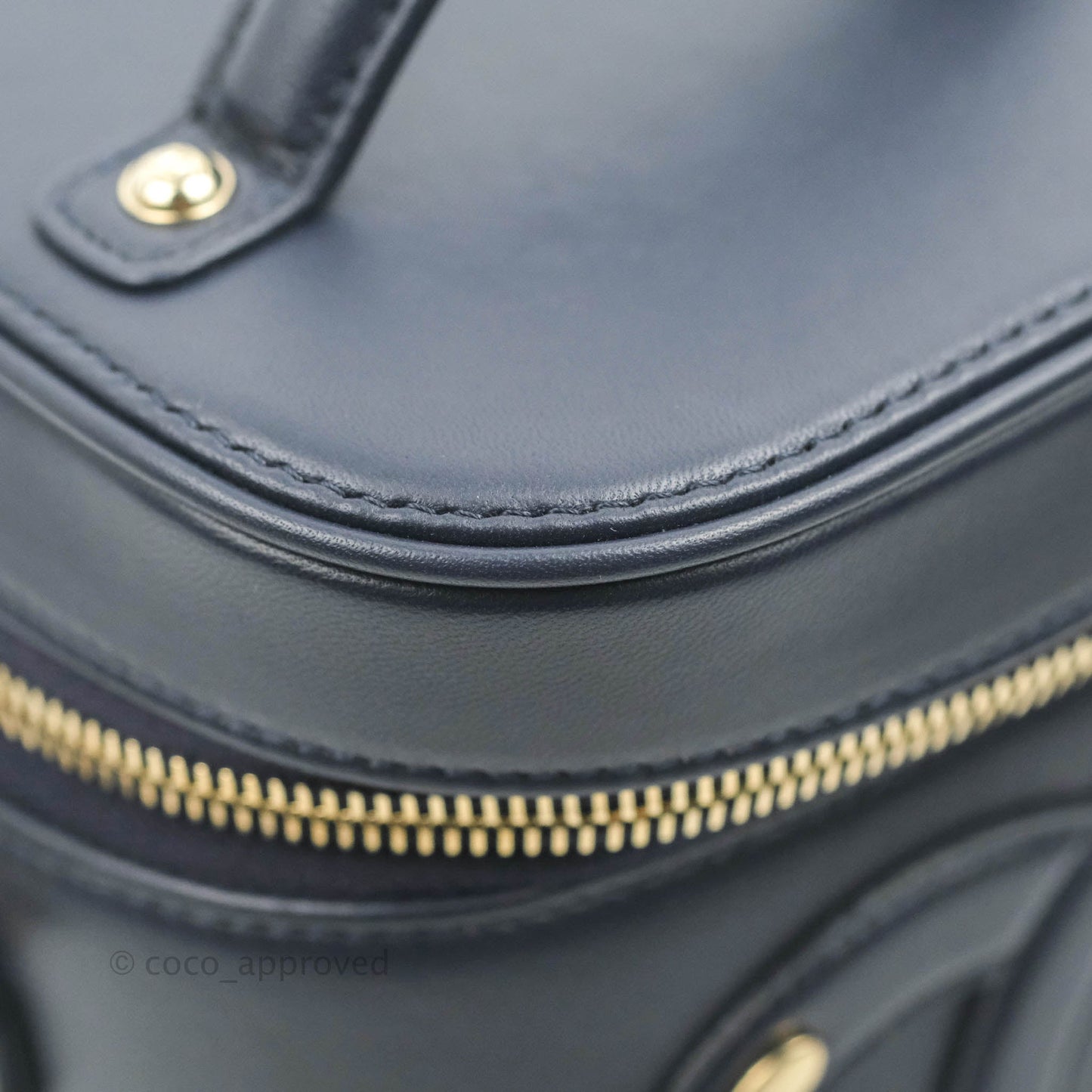 Chanel CC Mania Vanity Case Navy Lambskin Gold Hardware