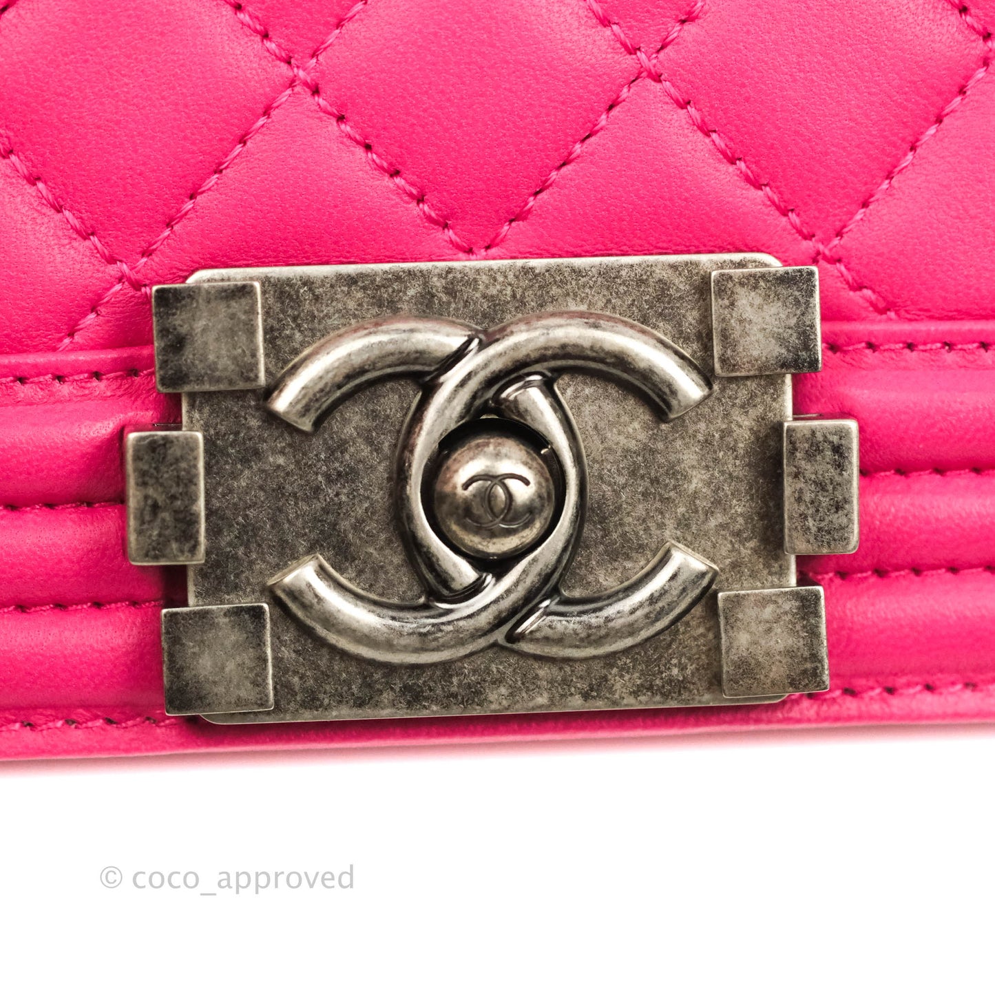 Chanel Quilted New Medium Boy Dark Pink Lambskin Ruthenium Hardware
