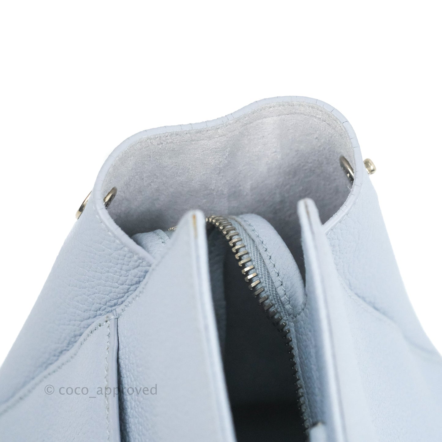 Saint Laurent Small Cabas Rive Gauche Bag Grained Calfskin Baby Blue Silver Hardware