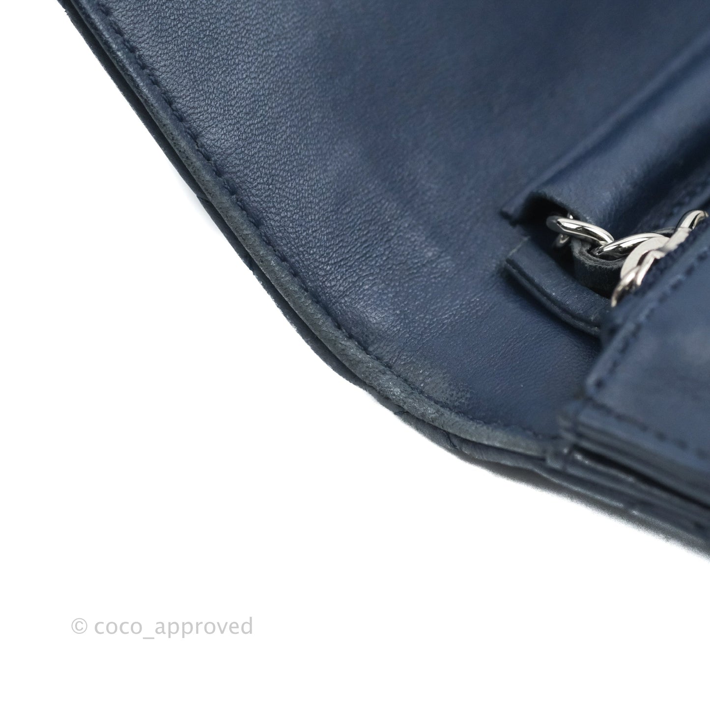 Chanel Quilted Classic Wallet on Chain WOC Navy Lambskin Silver Hardware