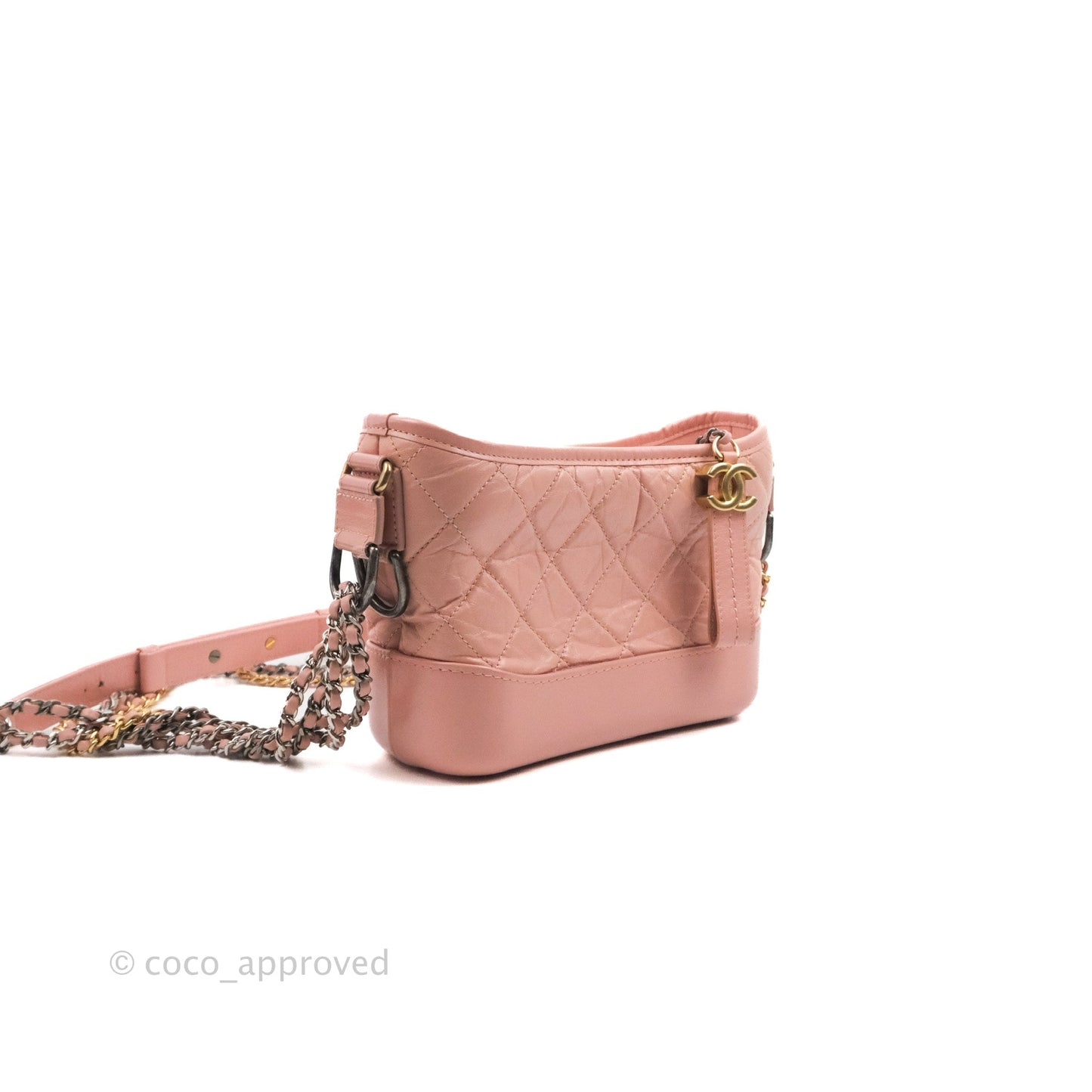 Chanel Quilted Small Gabrielle Hobo Pink Aged Calfskin