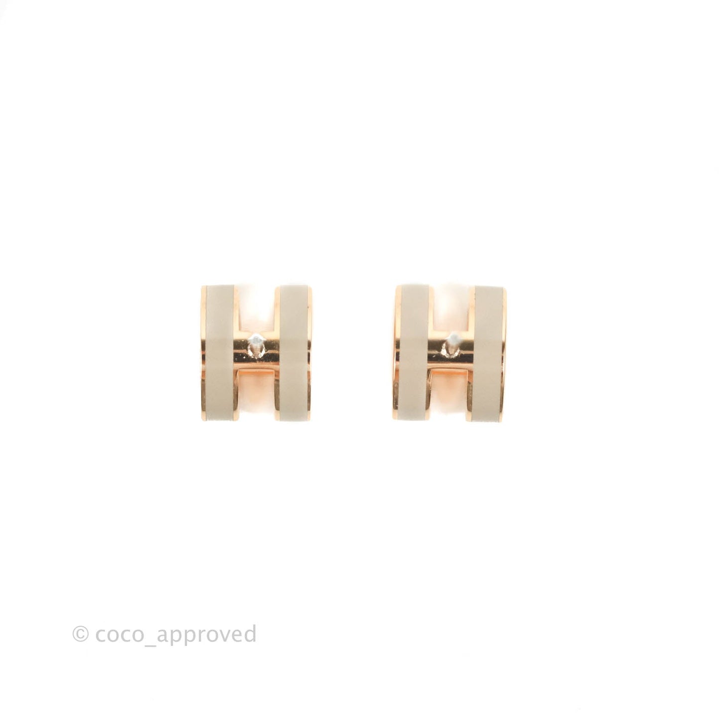 Hermès Mini Pop H Earrings Marron Glace Rose Gold