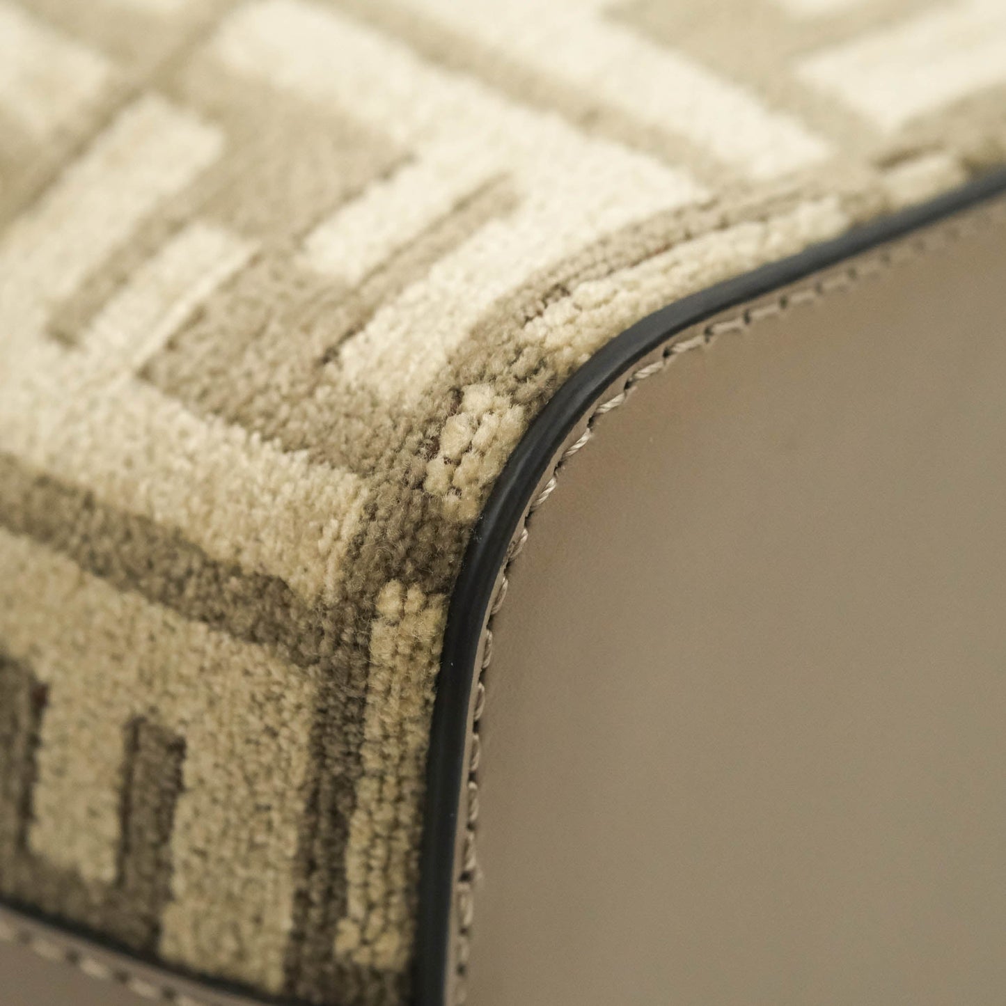 Fendi Mini Mon Tresor Bucket Bag Dove Grey Tapestry Fabric