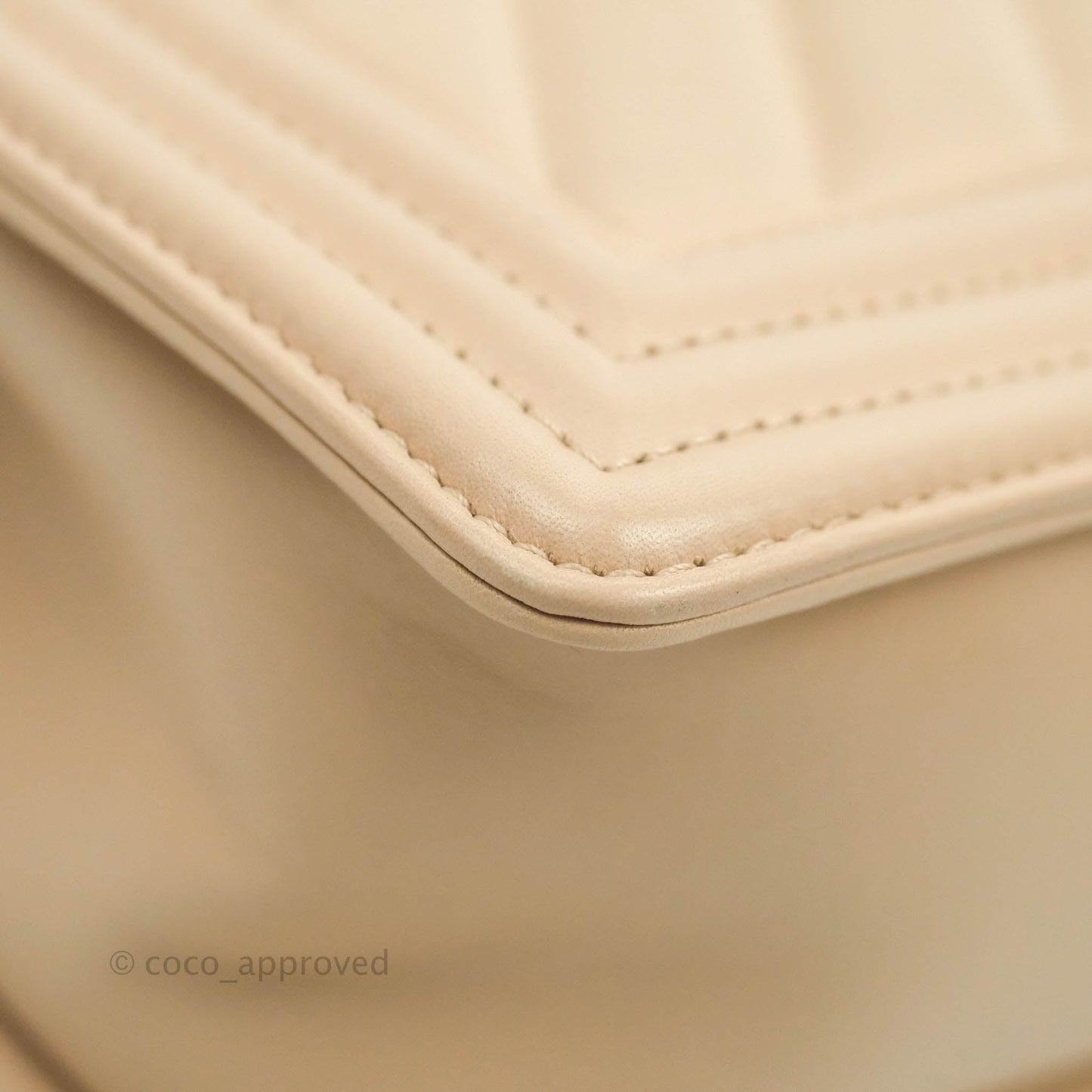 Chanel Chevron Medium Boy Light Pink Beige Calfskin Silver Hardware