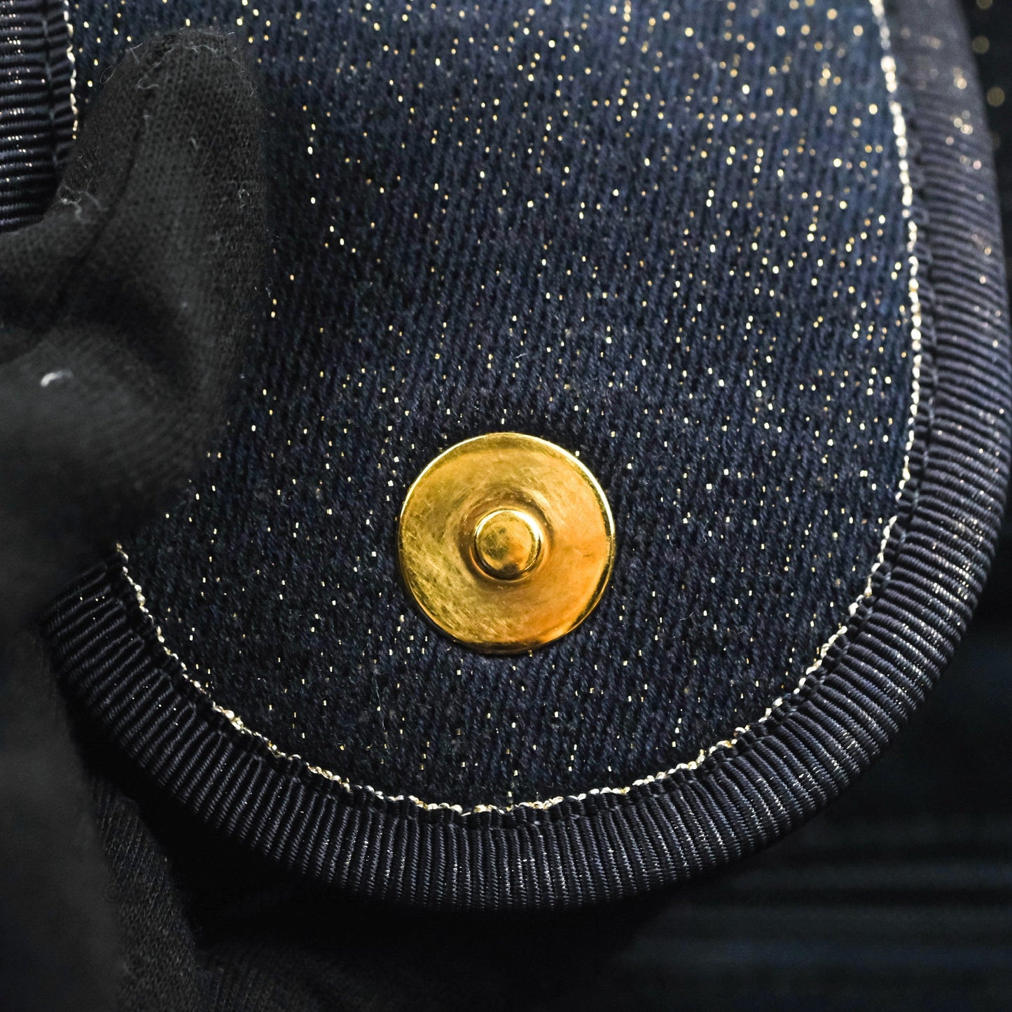 Chanel Canvas Large Deauville Tote Navy Glittery Gold Logo 19B