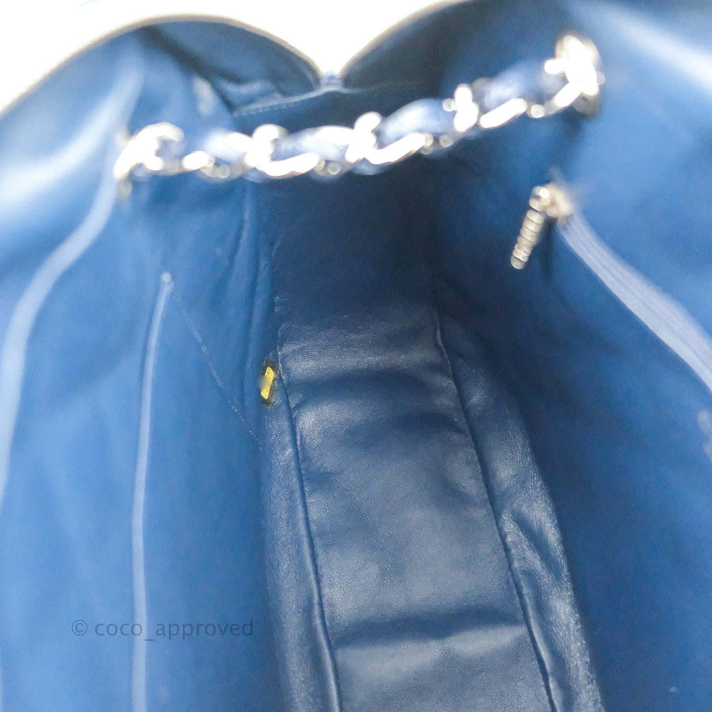 Chanel Quilted Large Classic Camera Bag Navy Caviar Silver Hardware