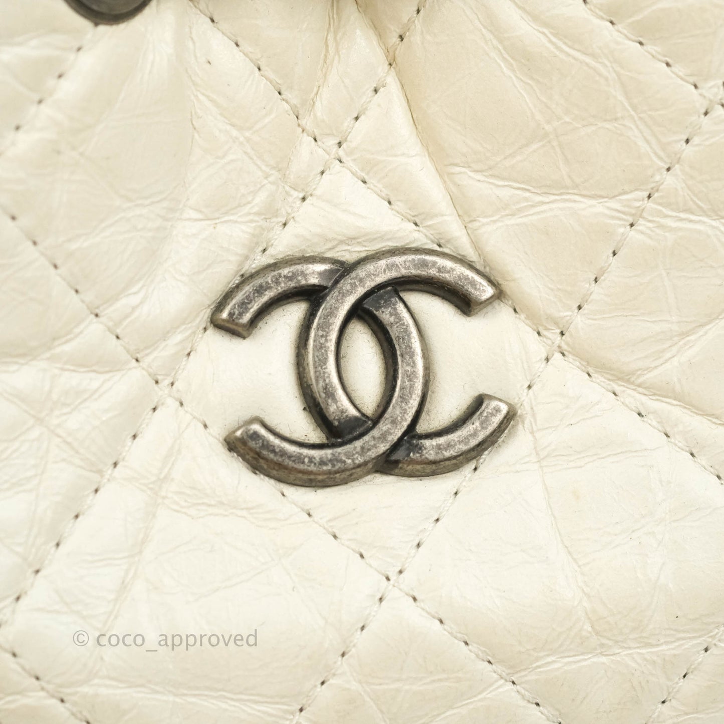 Chanel Small Gabrielle Backpack White Black Aged Calfskin