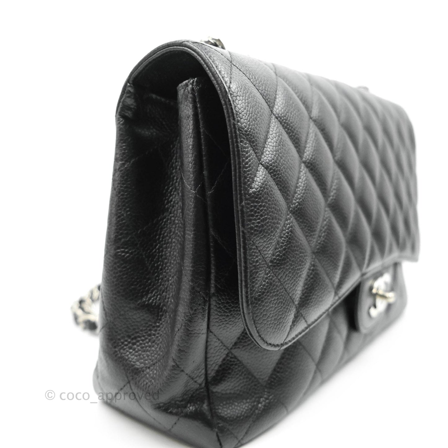 Chanel Jumbo Single Flap Black Caviar Silver Hardware