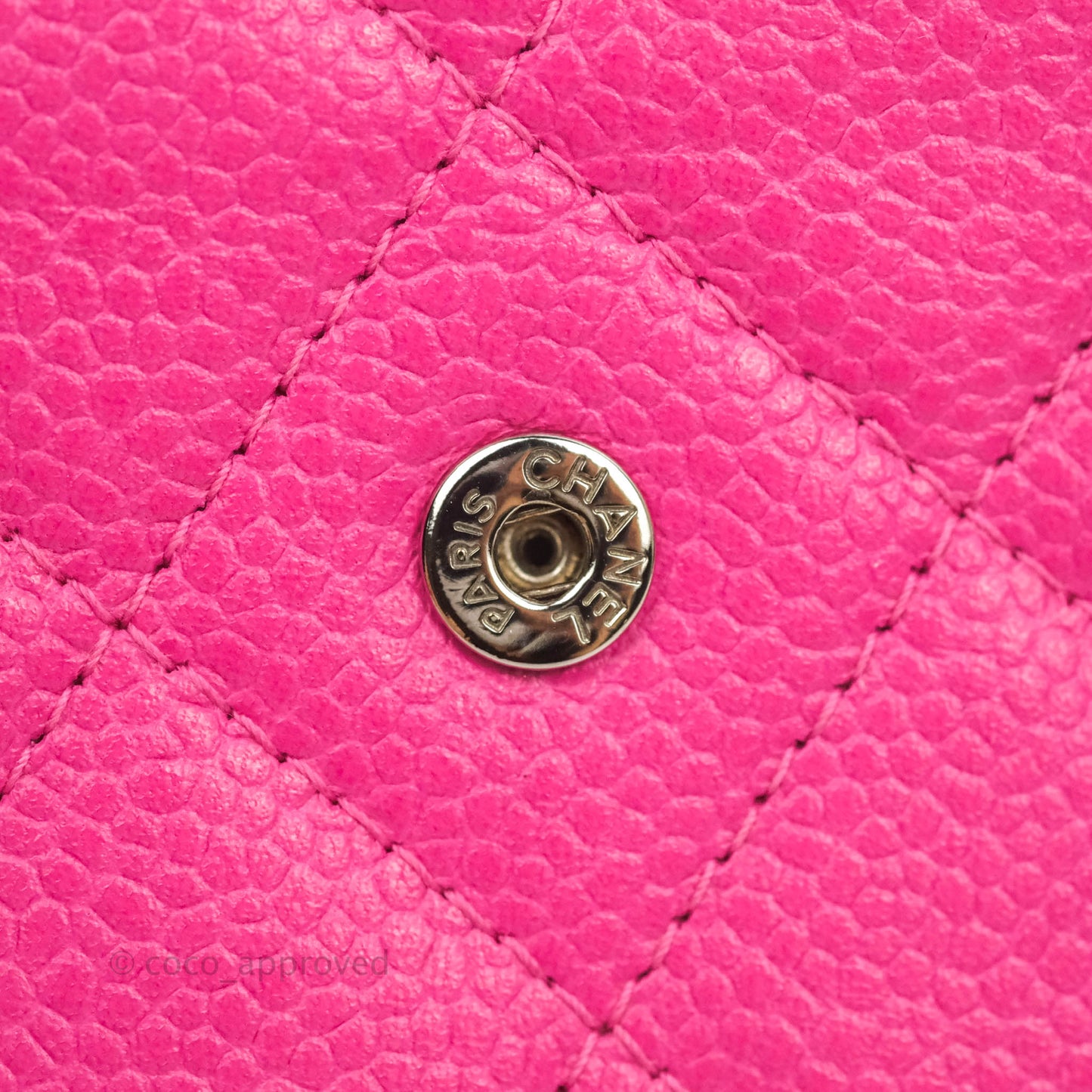 Chanel Quilted Wallet on Chain WOC Pink Caviar Silver Hardware