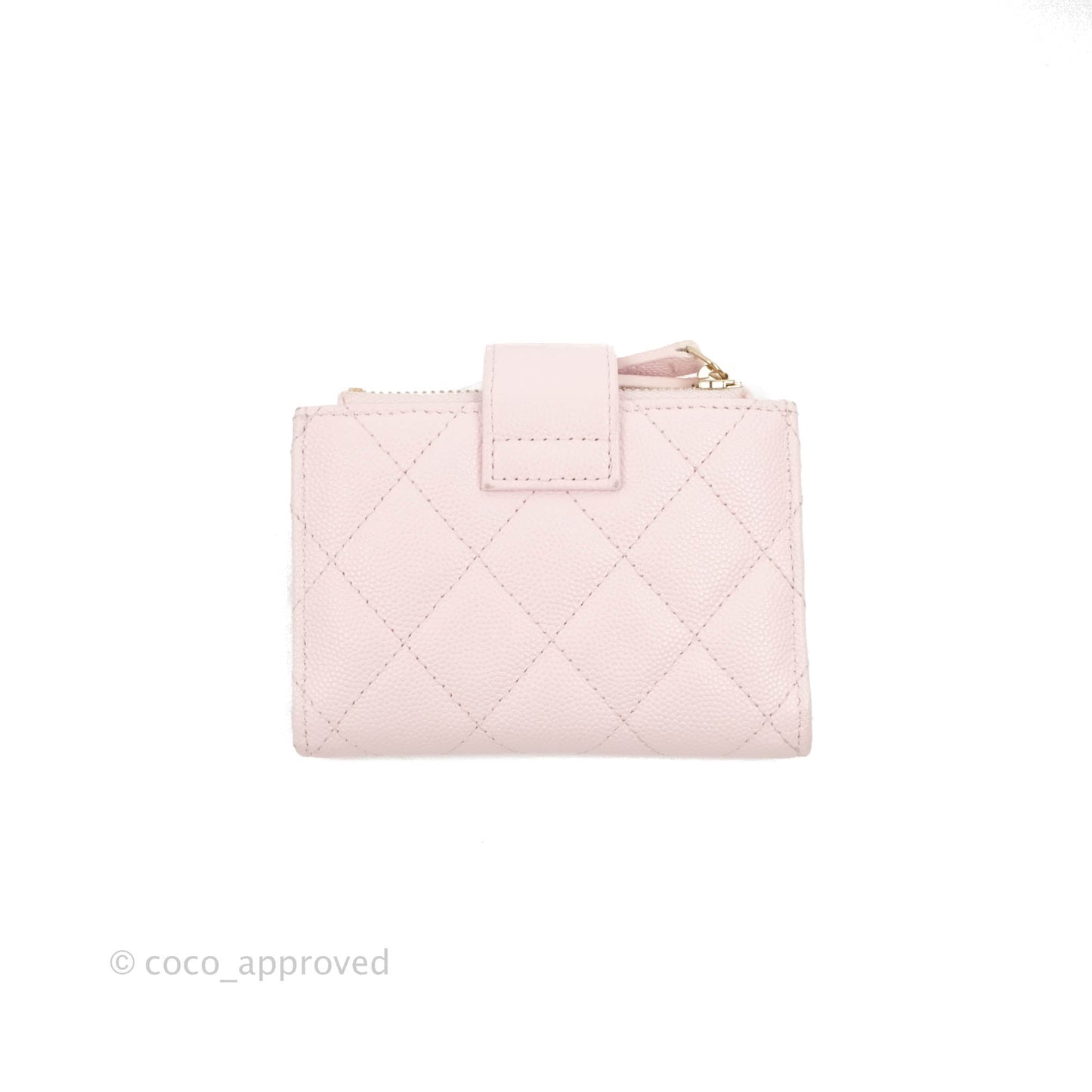 Chanel Folded Double Zip Coin Case Card Pink Caviar Gold Hardware