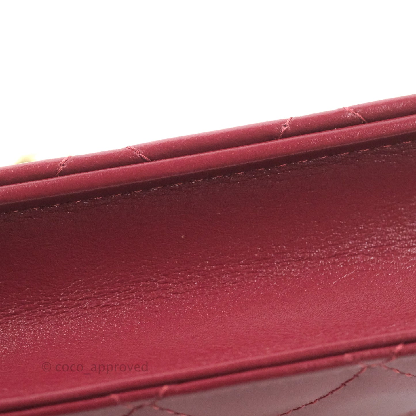 Chanel Quilted Perfect Fit Adjustable Wallet On Chain WOC Burgundy Calfskin Aged Gold Hardware