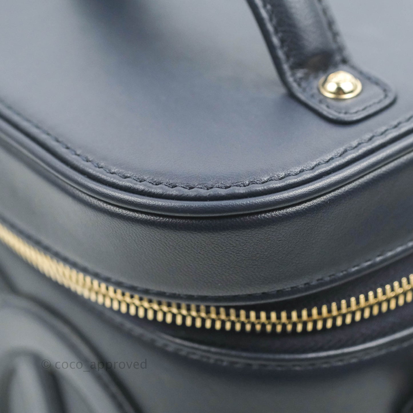 Chanel CC Mania Vanity Case Navy Lambskin Gold Hardware