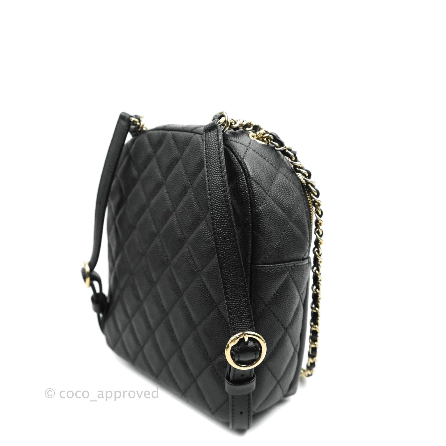Chanel Quilted Small CC Day Backpack Black Caviar Gold Hardware