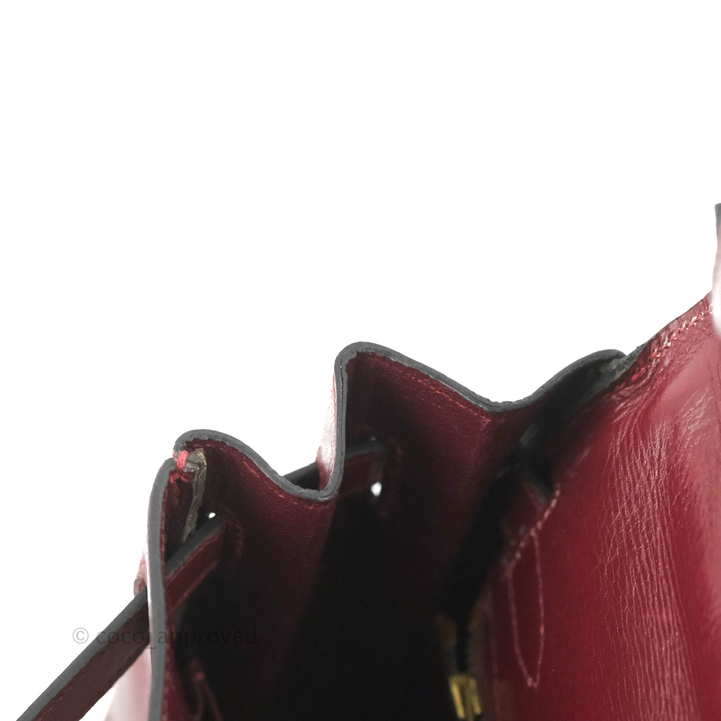 Hermès Vintage Kelly Retourne 32 Dark Red Gold Hardware