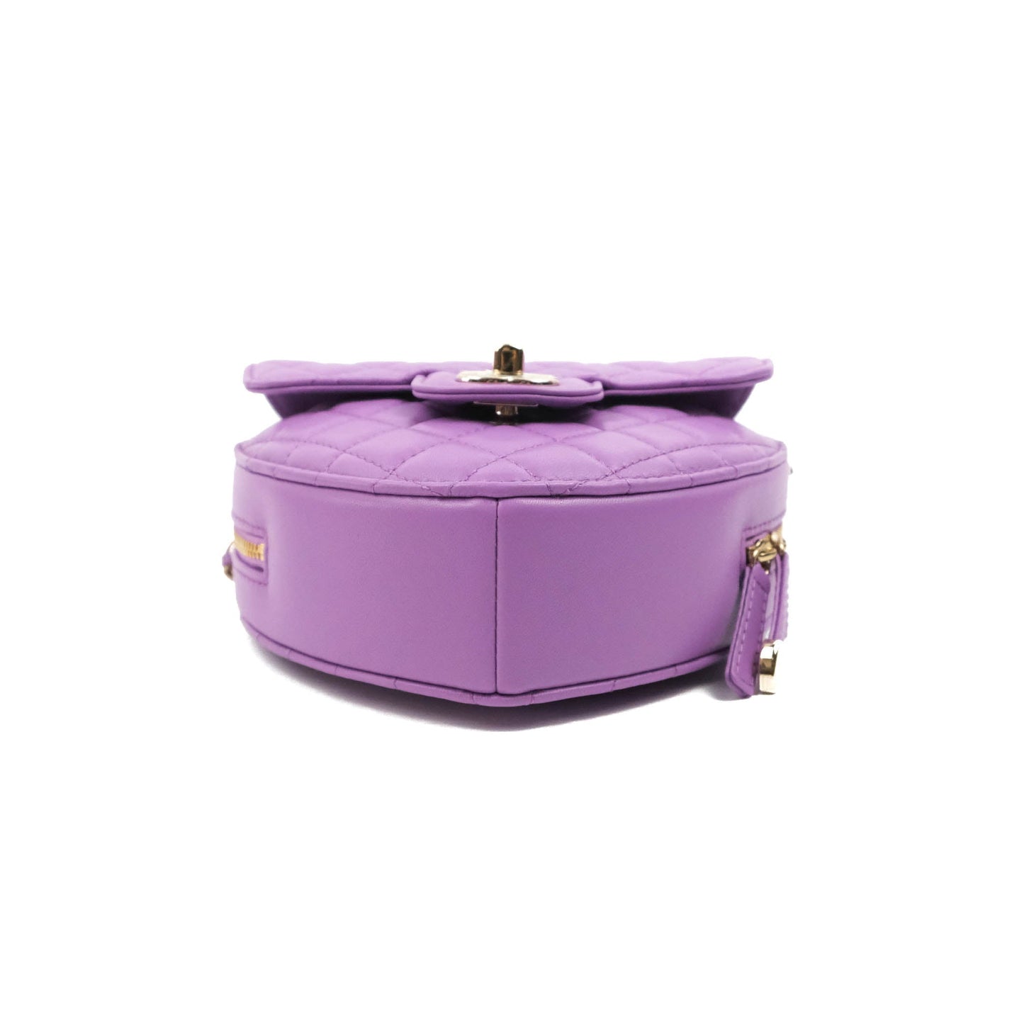 Chanel Large Heart Bag Purple Lambskin Gold Hardware 22S