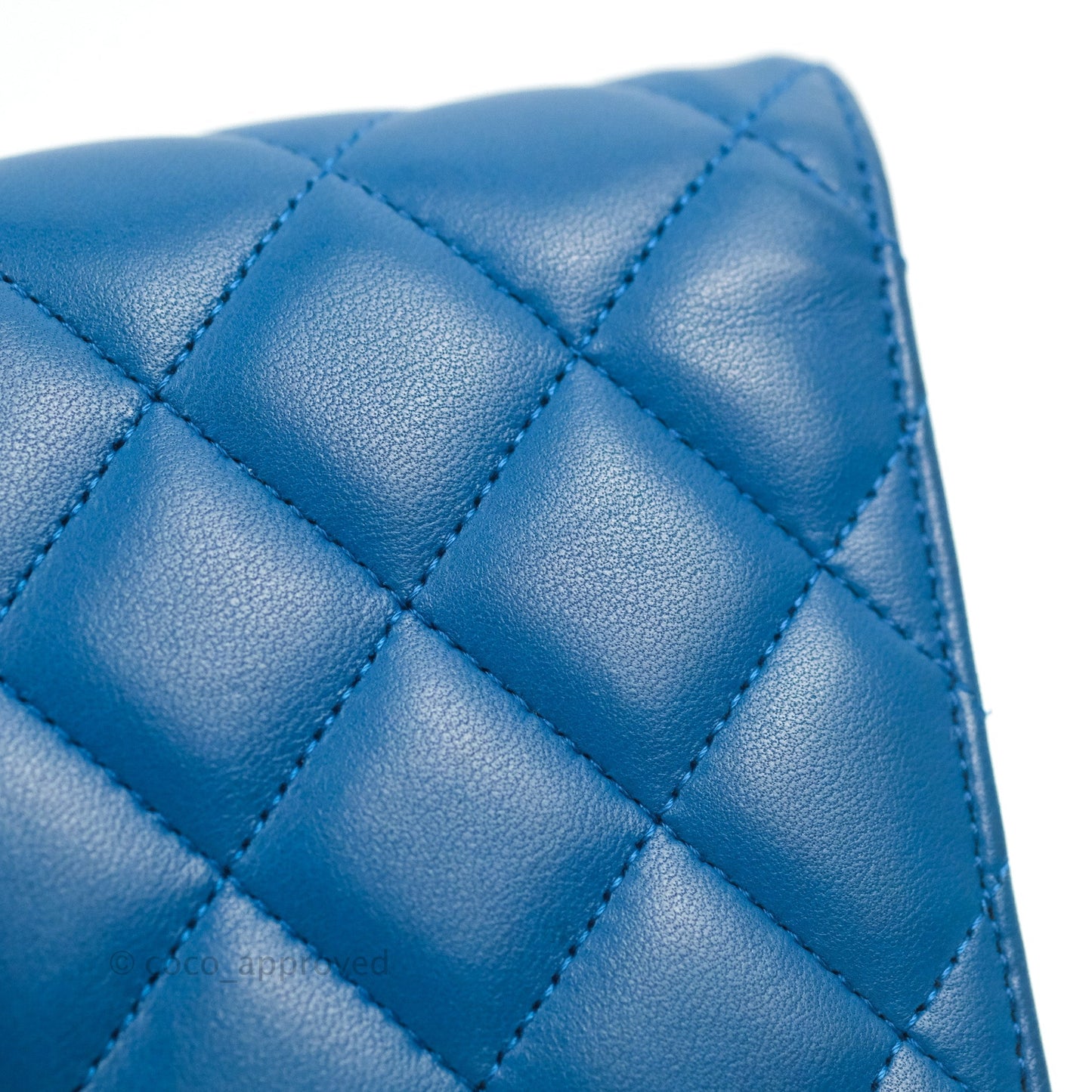 Chanel Quilted Classic Wallet on Chain WOC Blue Lambskin Gold Hardware
