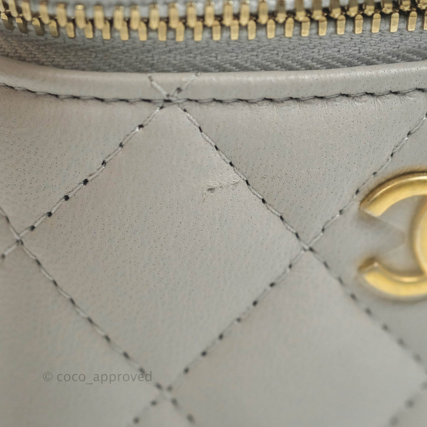 Chanel Small Vanity With Chain Grey Lambskin Aged Gold Hardware