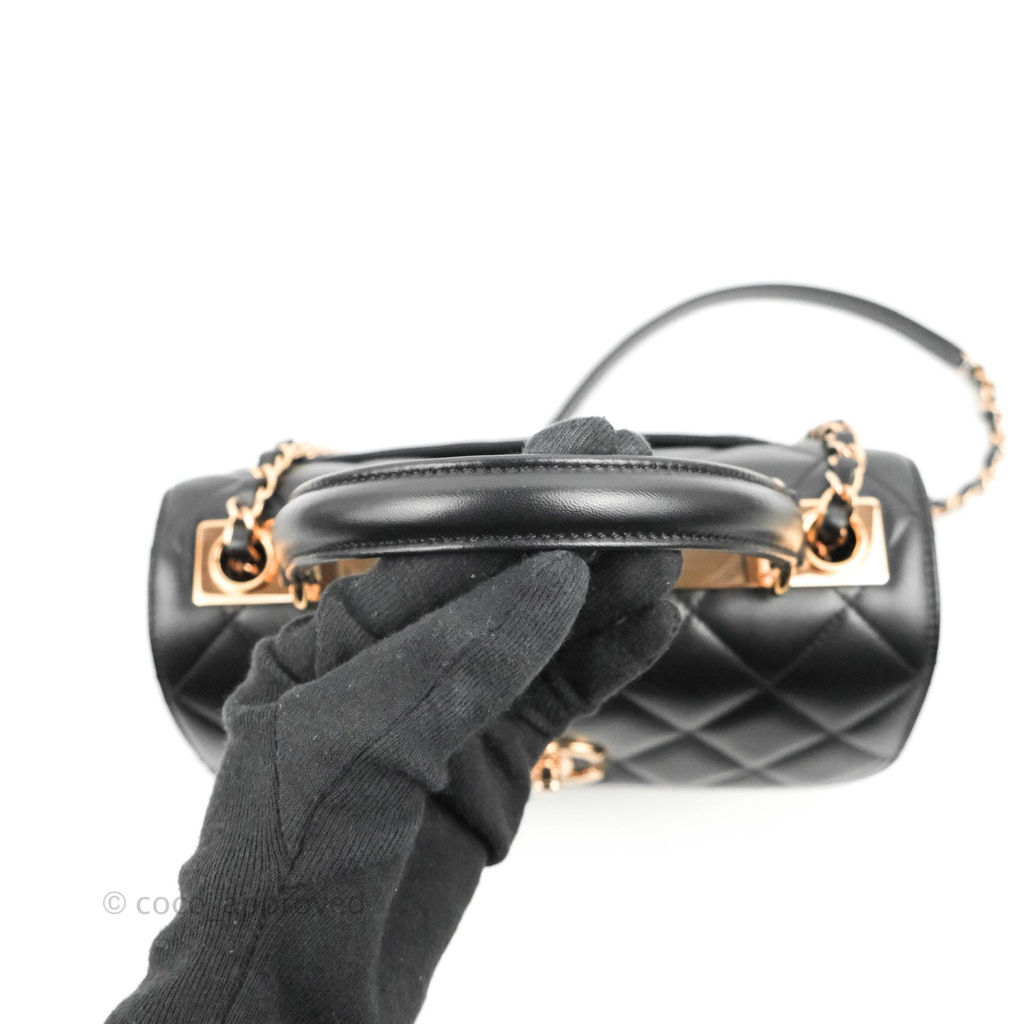 Chanel Small Trendy CC Black Lambskin Rose Gold Hardware 22C