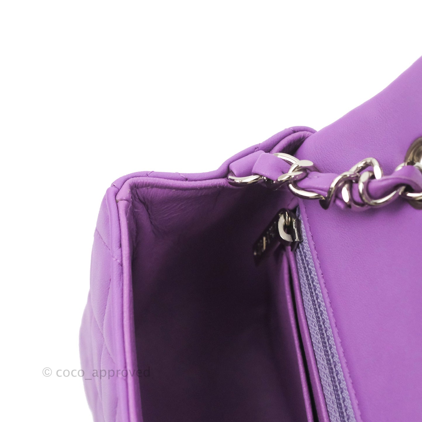 Chanel Quilted Mini Rectangular Flap Purple Lambskin Silver Hardware