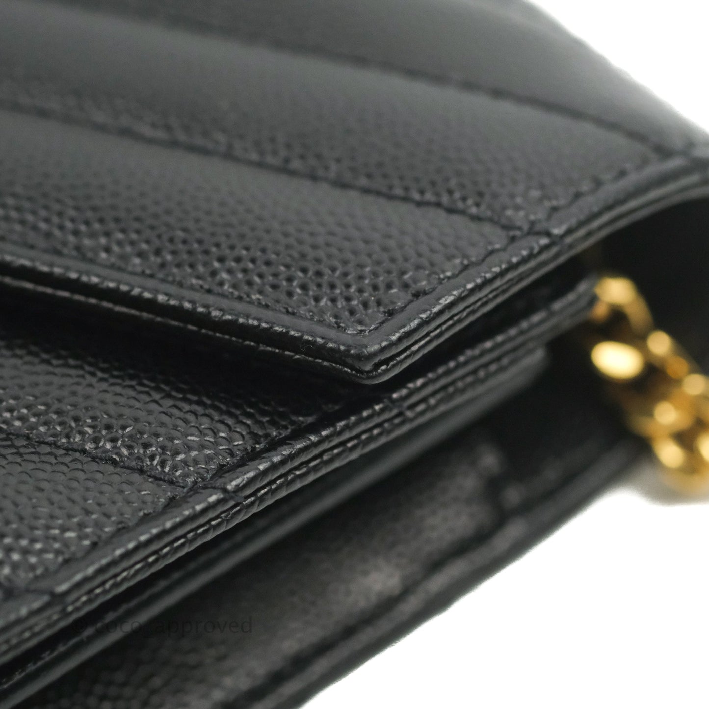 Saint Laurent Wallet on Chain Large Black Grained Leather Gold Hardware