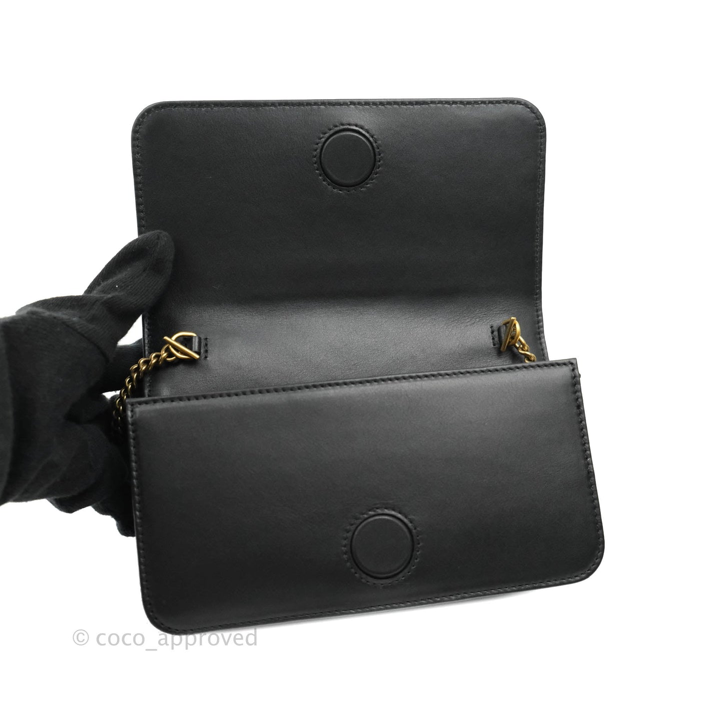 Gucci Matelasse GG Marmont Mini Chain Flap Bag Black Calfskin Gold Hardware