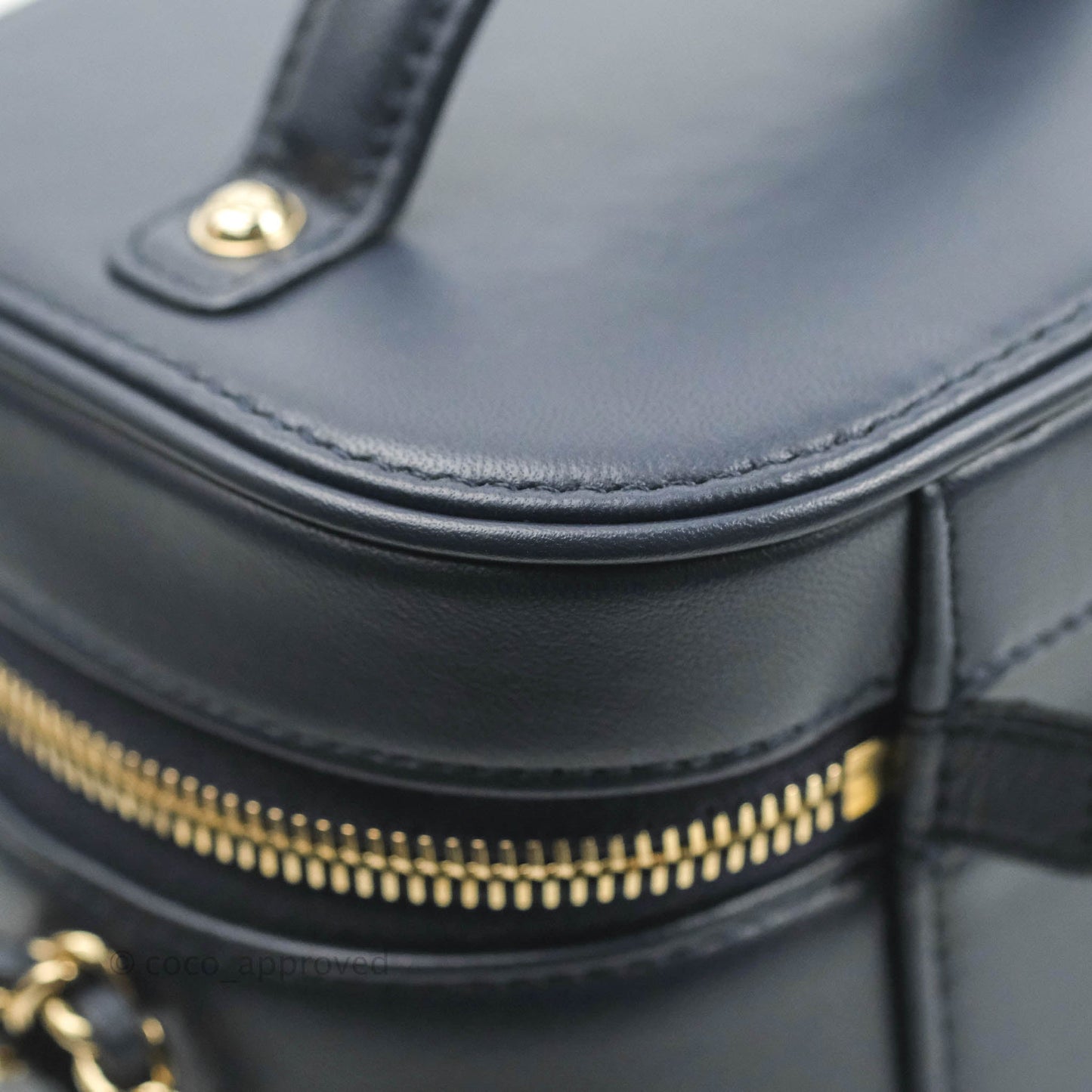 Chanel CC Mania Vanity Case Navy Lambskin Gold Hardware